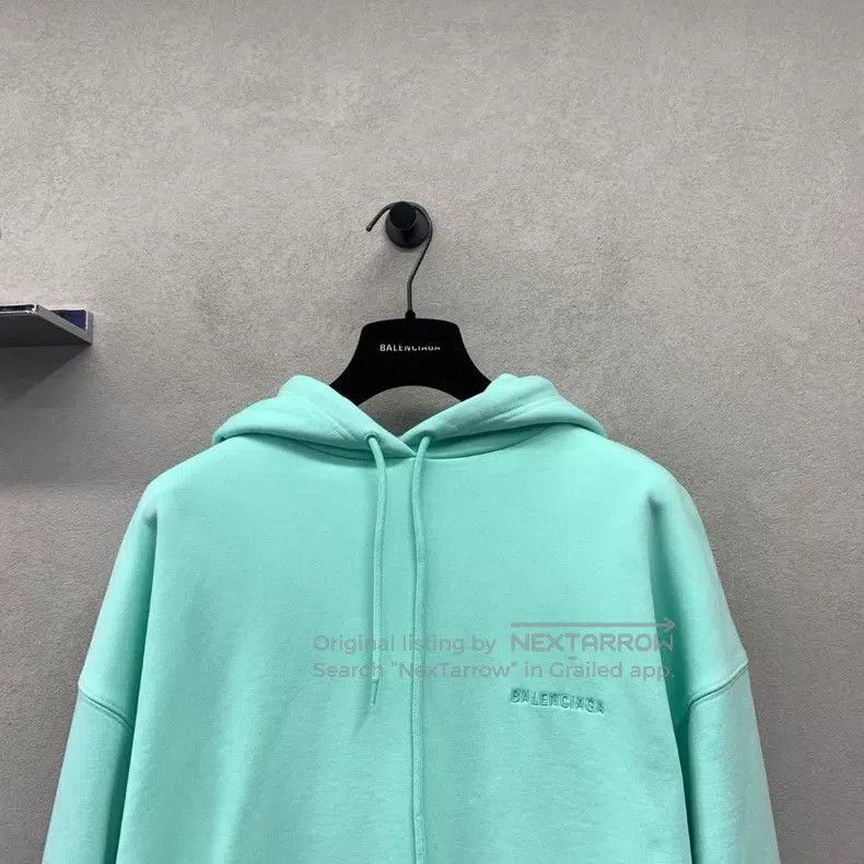 Balenciaga Balenciaga Mint Green Logo Embroidered Hooded Sweatshirt Size US M / EU 48-50 / 2 - 4 Thumbnail