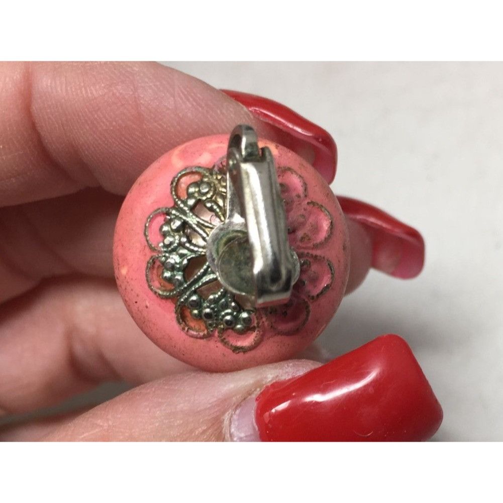 Other Women's Pink and Silver tone Round Clip On Earrings Size ONE SIZE - 3 Thumbnail