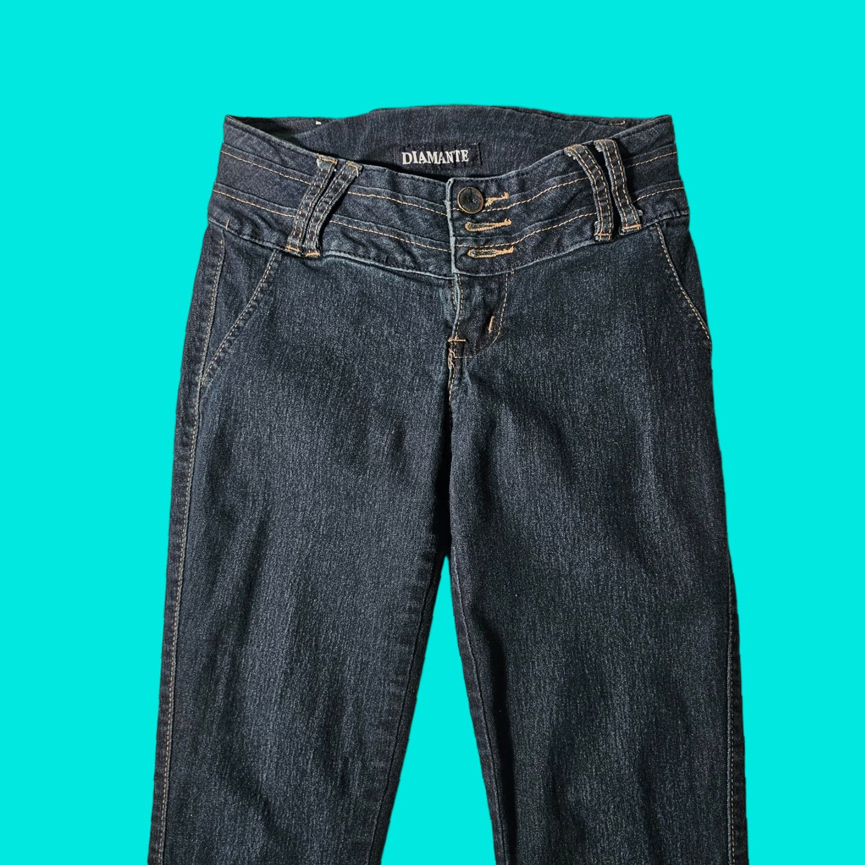 Denime Diamante Jeans Women's Jeans Skinny Dark Blue Wash Denim Jegging 3 Slim Stretch Size 34" / US 12 / IT 48 - 1 Thumbnail