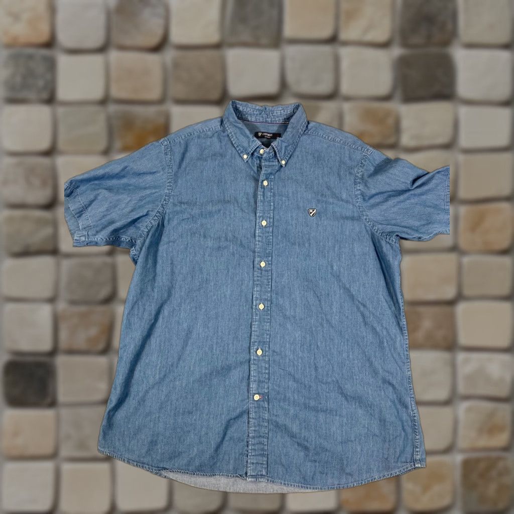 Cremieux Cremieux Classics Denim Button Down Shirt Mens XL Blue Cotton Short Sleeve Size US XL / EU 56 / 4 - 1 Thumbnail