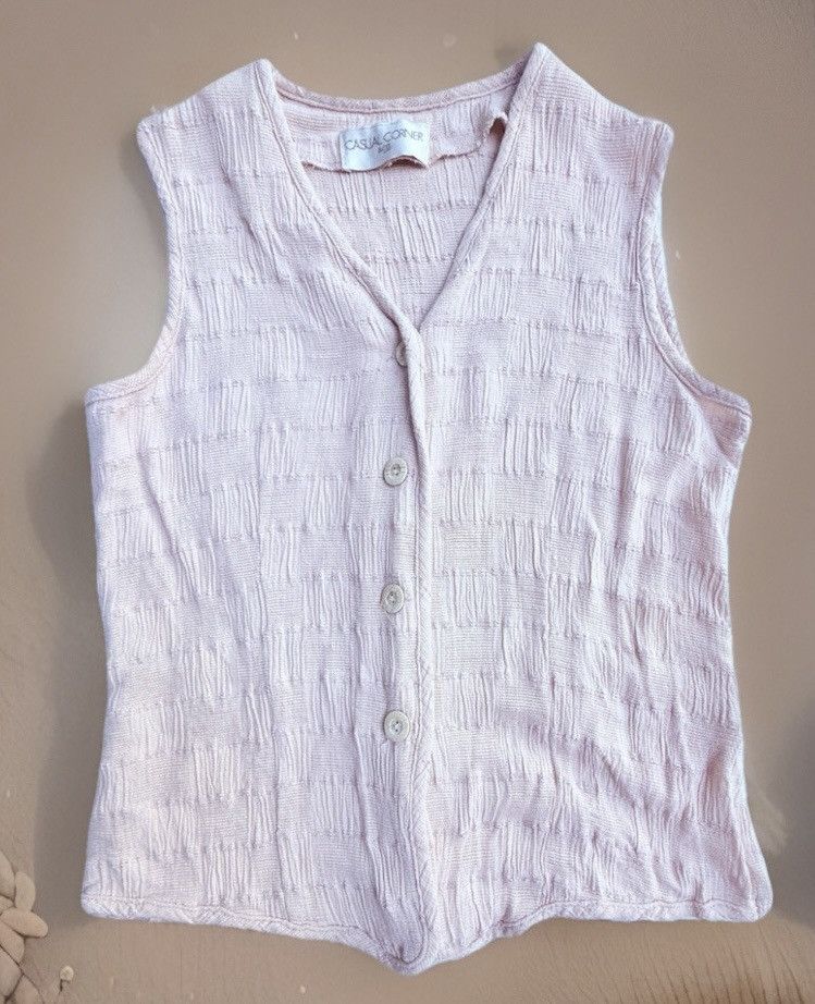 Other Vintage Casual Corner Textured Button Vest L 17.5”x21.5” Size L / US 10 / IT 46 - 1 Thumbnail