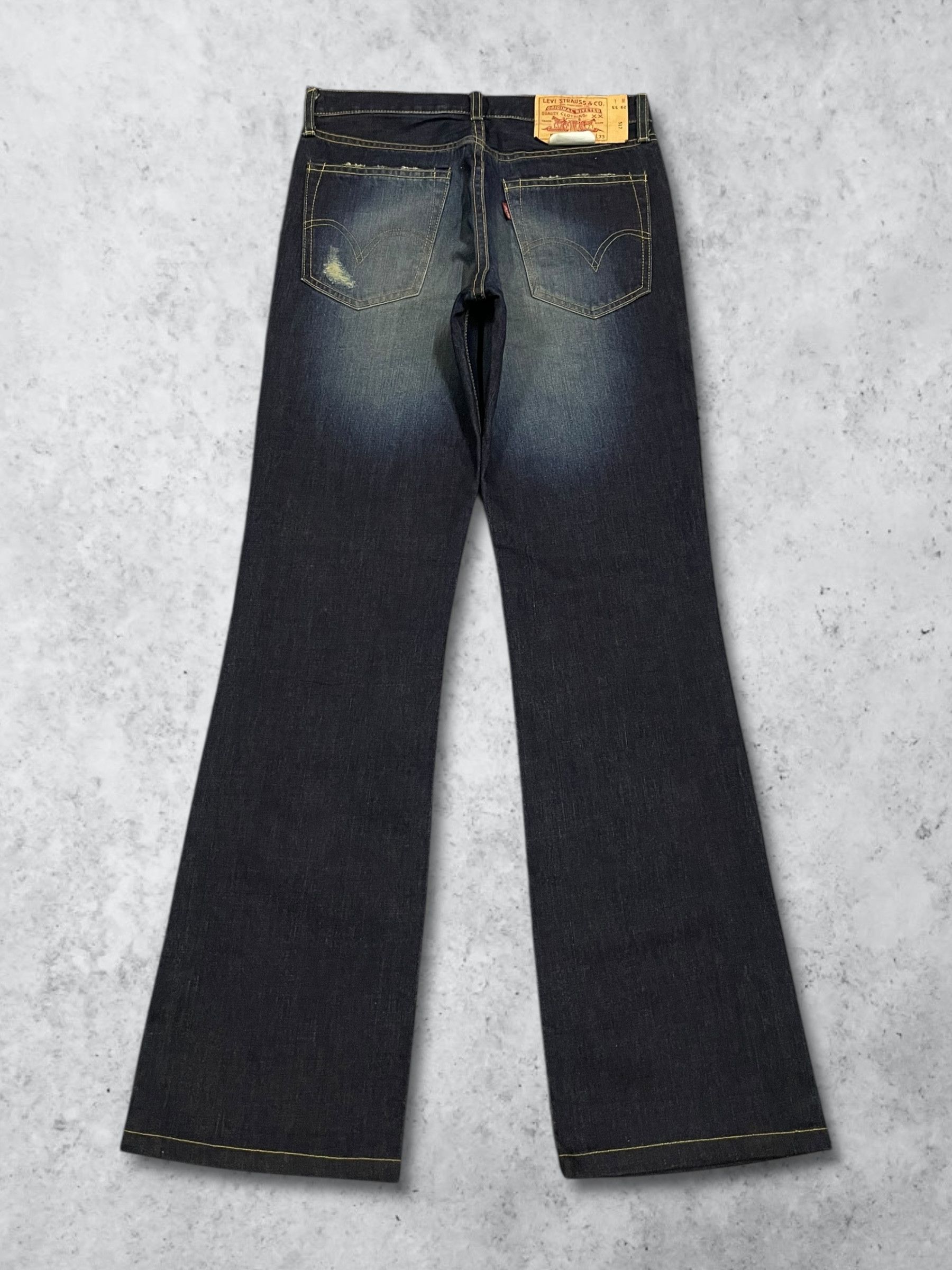 Levi's Vintage Y2K Levi’s Distressed Dark Blue Washed Bootcut Jeans Size US 29 - 3 Thumbnail