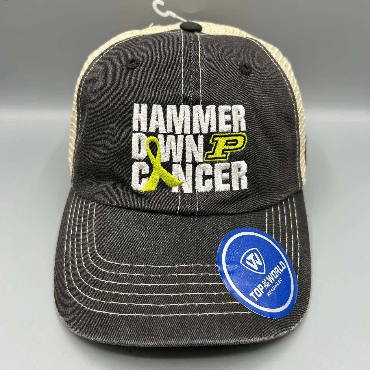 Top Of The World Vintage Purdue Hammer Down Cancer Trucker Hat Men Snap Back Size ONE SIZE - 1 Thumbnail