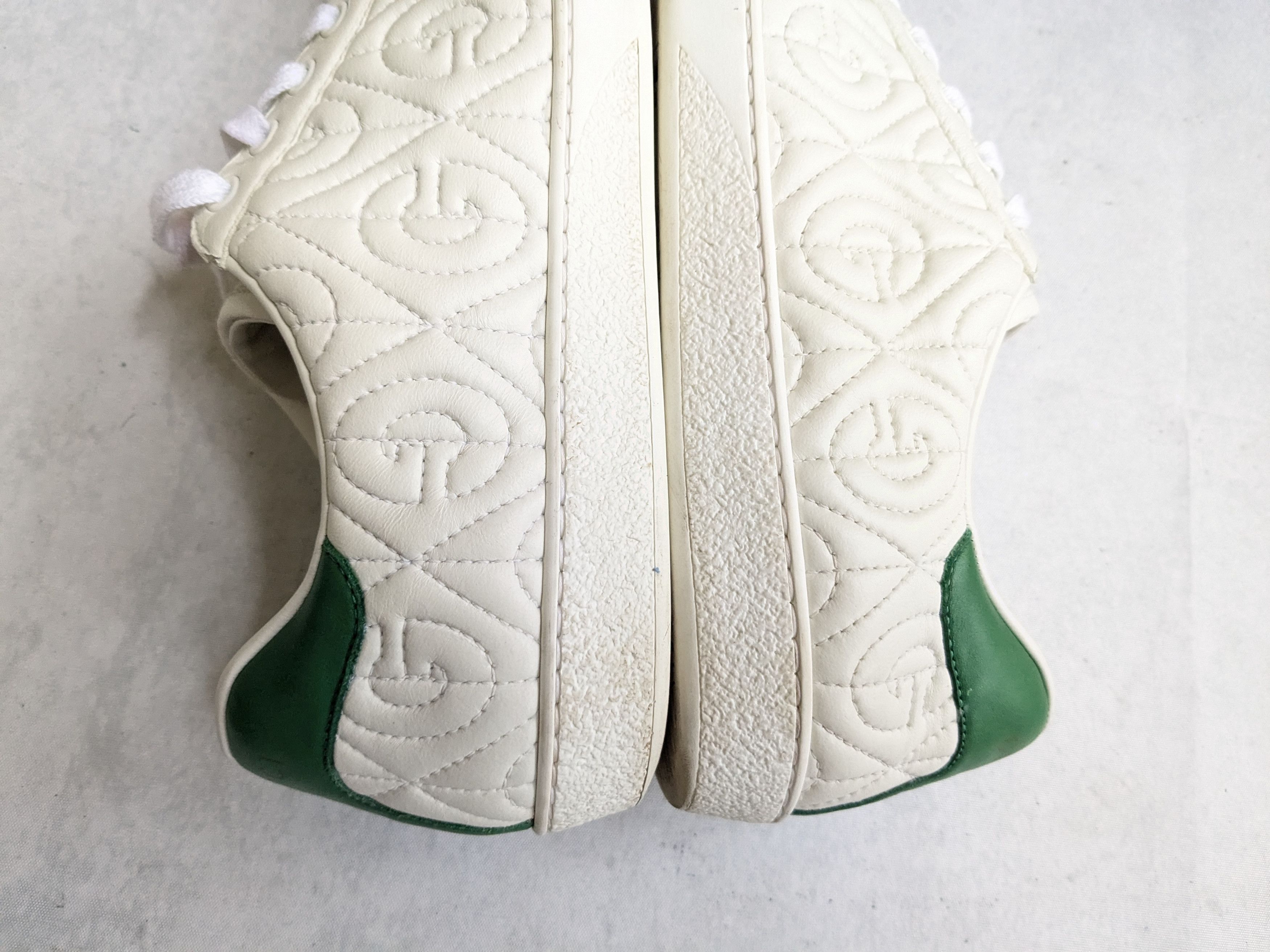 Gucci Gucci Ace Sneakers Rhombus White Green 9.5 Leather Size US 9.5 / EU 42-43 - 9 Thumbnail