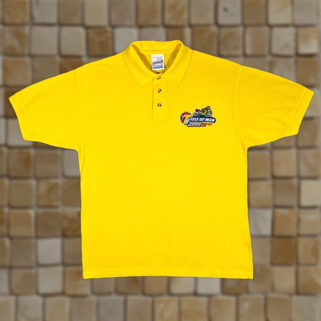 Vintage Vintage Screen Stars ISLE OF MAN TT (2000) Superbike Motorsports Polo Shirt M L Yellow Embroidered Patch Mens Shirt Size US M / EU 48-50 / 2 - 1 Thumbnail
