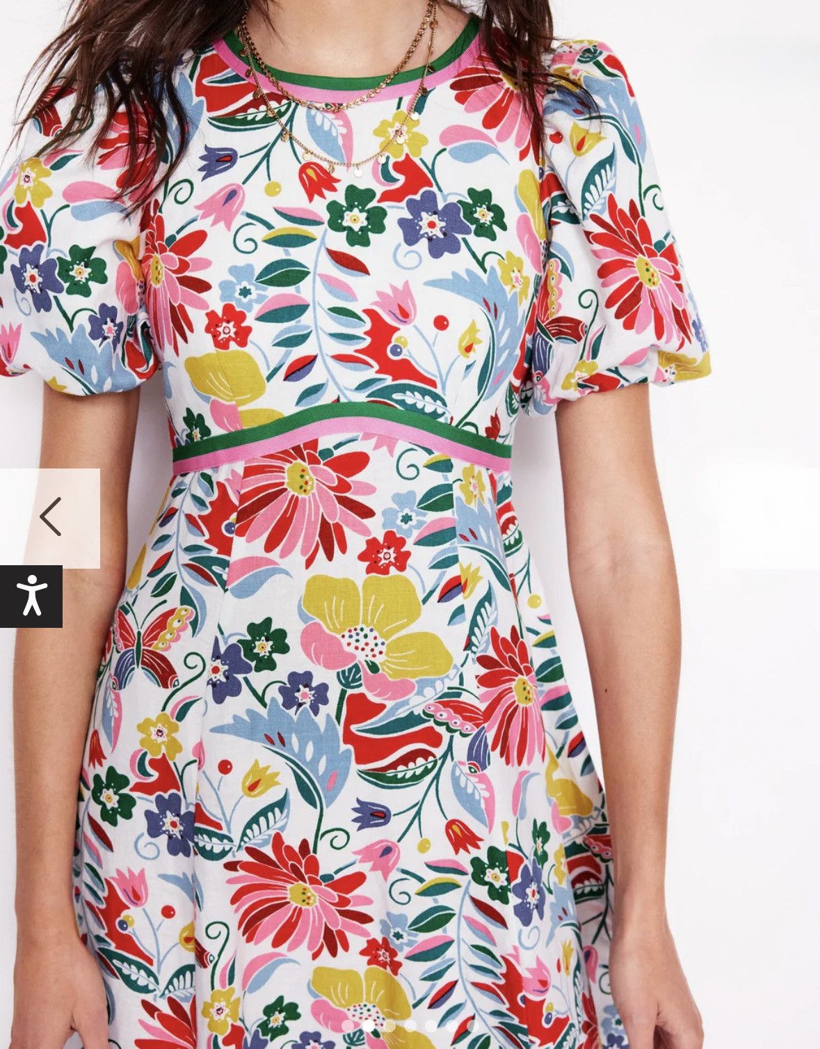 Boden Boden wild flower puff sleeve high neck midi linen cotton Size M / US 6-8 / IT 42-44 - 4 Thumbnail
