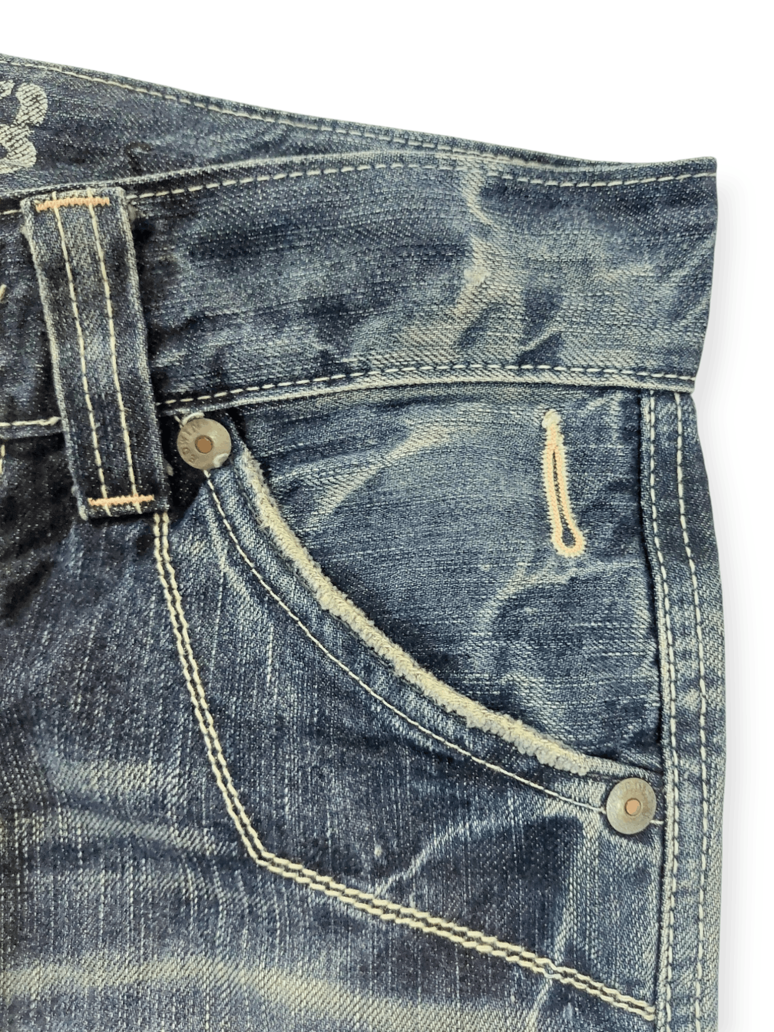 Edwin × Japanese Brand Flare Edwin 503 Blue Trip Buckle Back Denim Size 28" / US 6 / IT 42 - 7 Thumbnail