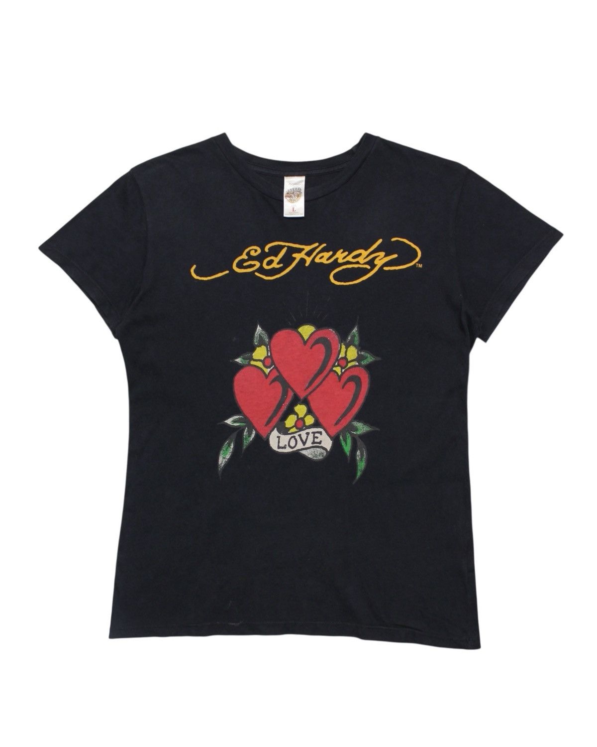 Ed Hardy 2000S ED HARDY LOVE HEARTS TATTOO GRAPHIC TEE - BLACK Size US L / EU 52-54 / 3 - 1 Thumbnail