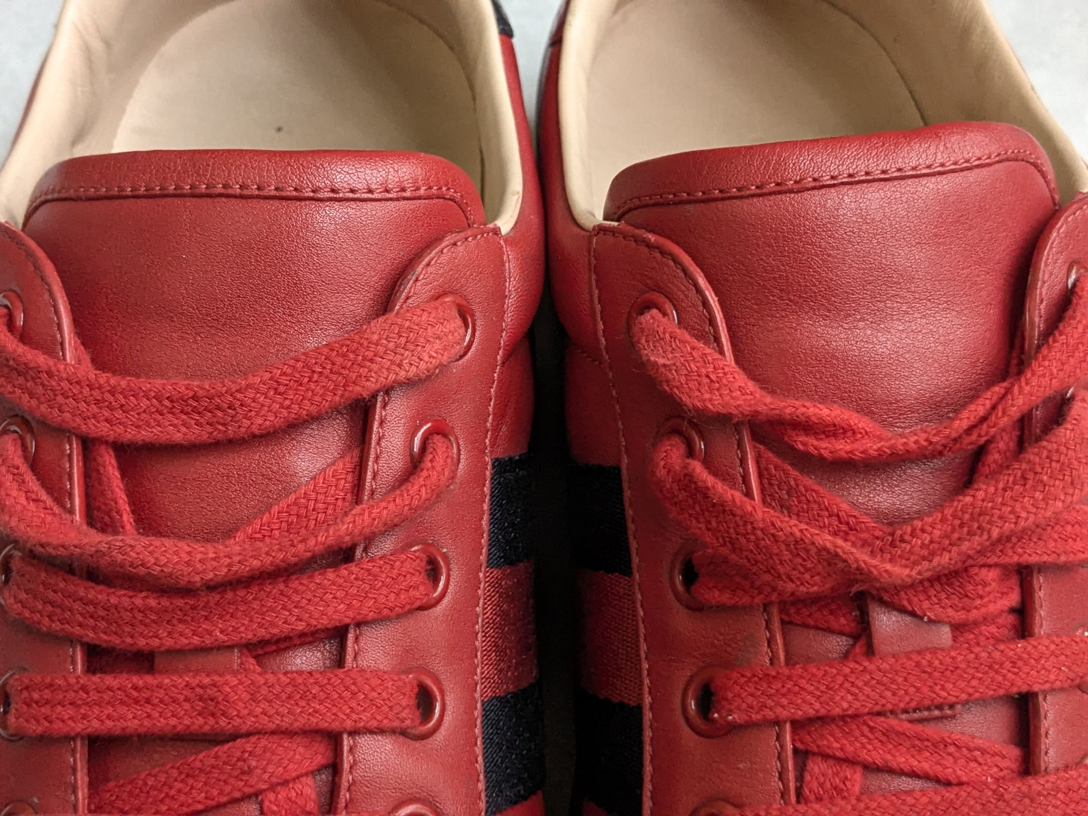 Gucci Gucci Ace Sneakers 9.5 Red Low Tops Leather Tennis Size US 9.5 / EU 42-43 - 7 Thumbnail