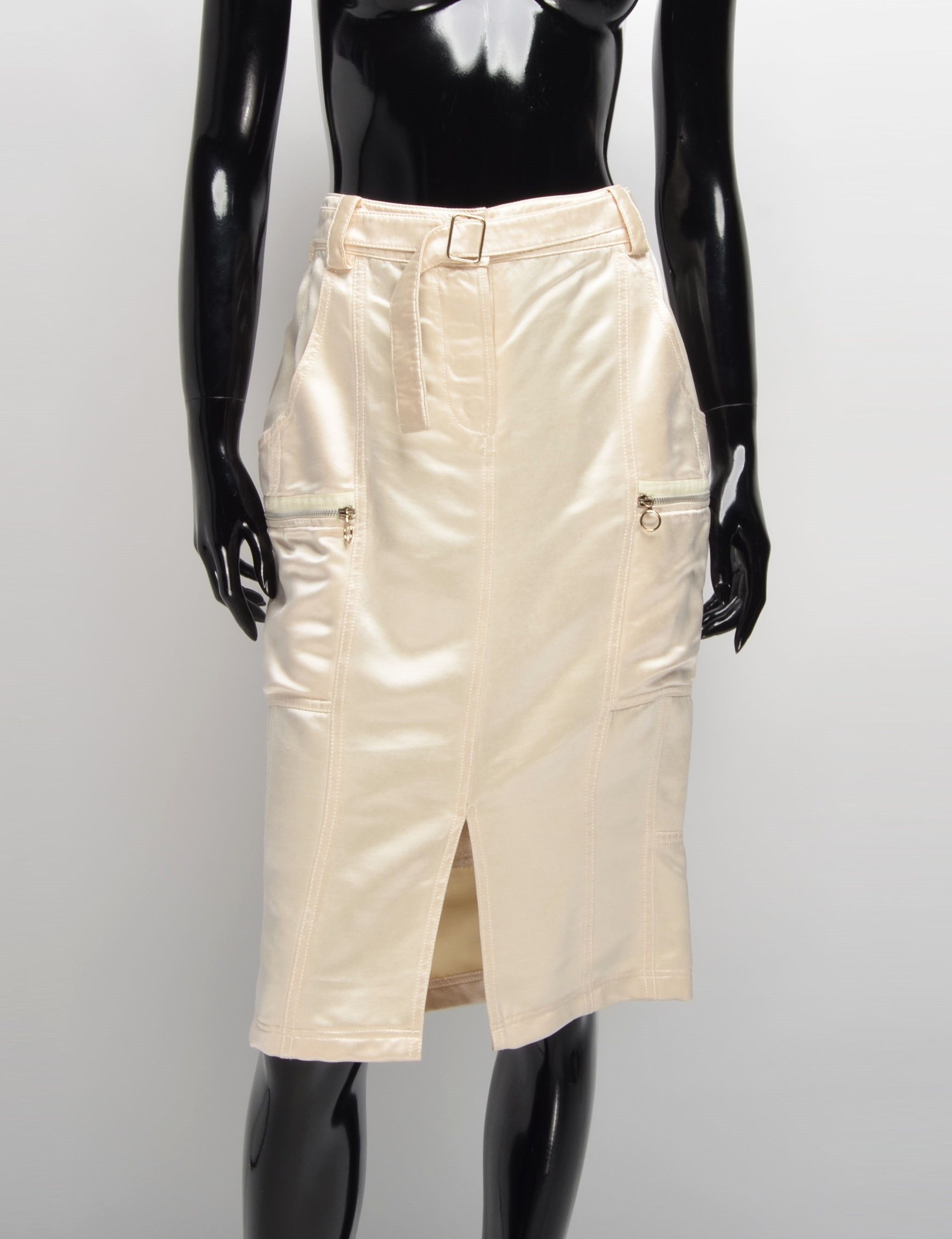 Emanuel Ungaro × Vintage Emanuel Ungaro Vintage Beige Silk Midi Skirt Size 30" / US 8 / IT 44 - 1 Thumbnail