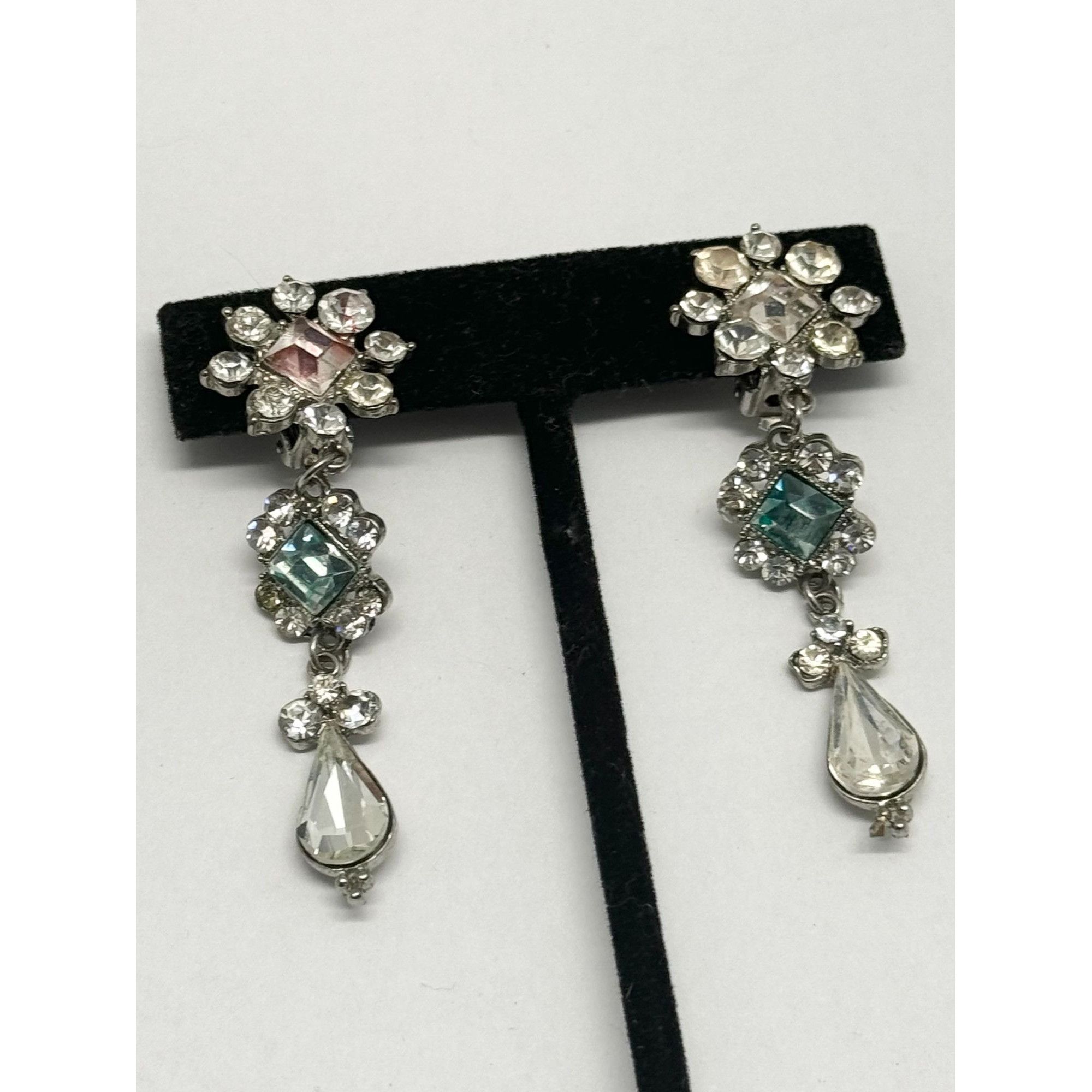Vintage Vintage rhinestone drop dangle earrings Size ONE SIZE - 6 Thumbnail