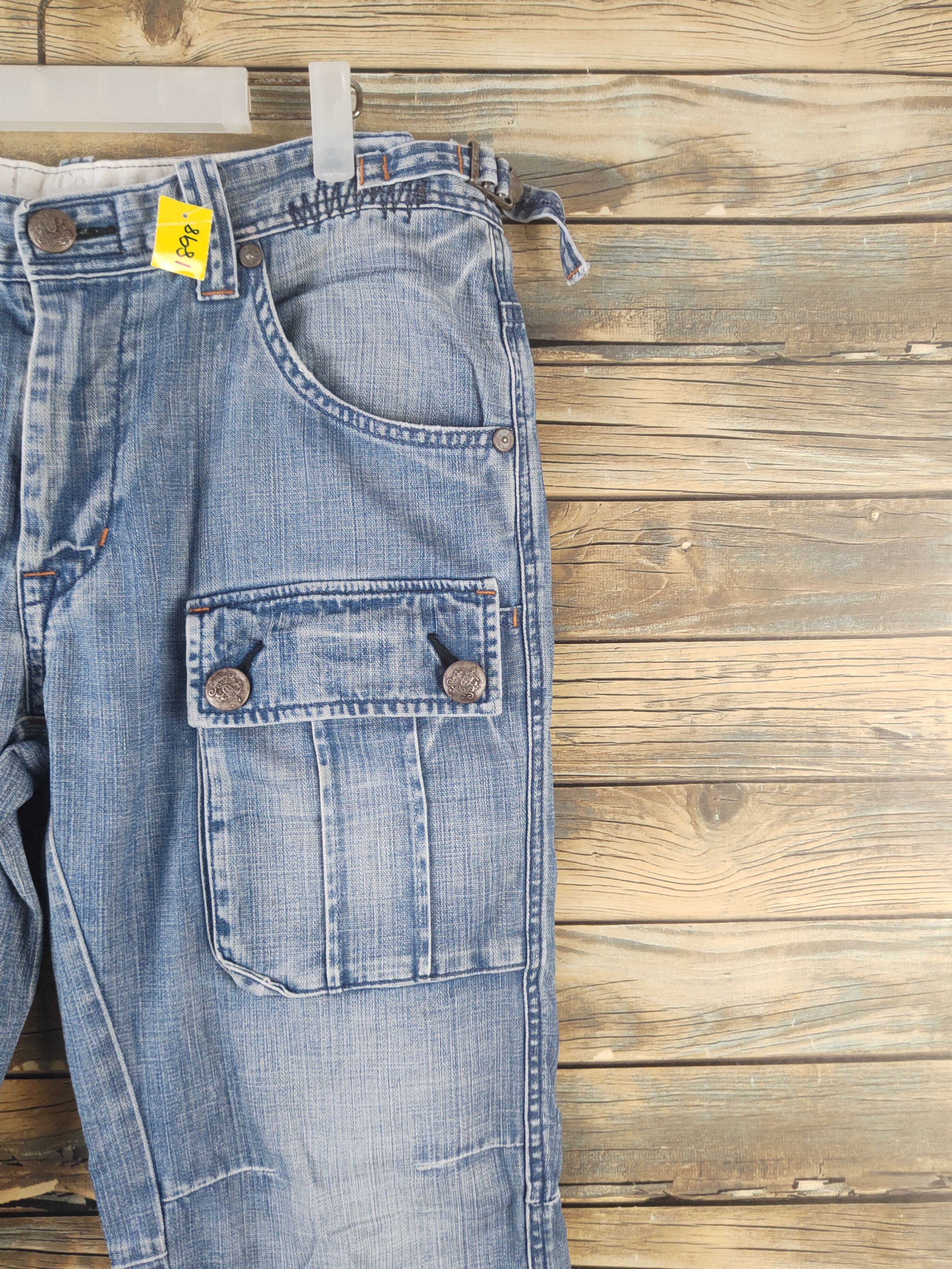 Japanese Brand DL Bartack Blue Distressed Ripped Jeans #1898 Size US 34 / EU 50 - 5 Thumbnail