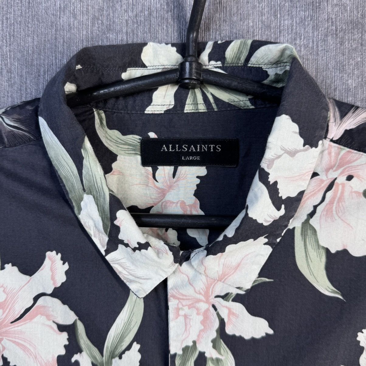 Allsaints AllSaints Hawaiian Shirt Mens Black Floral Tropical Print Size US L / EU 52-54 / 3 - 2 Thumbnail
