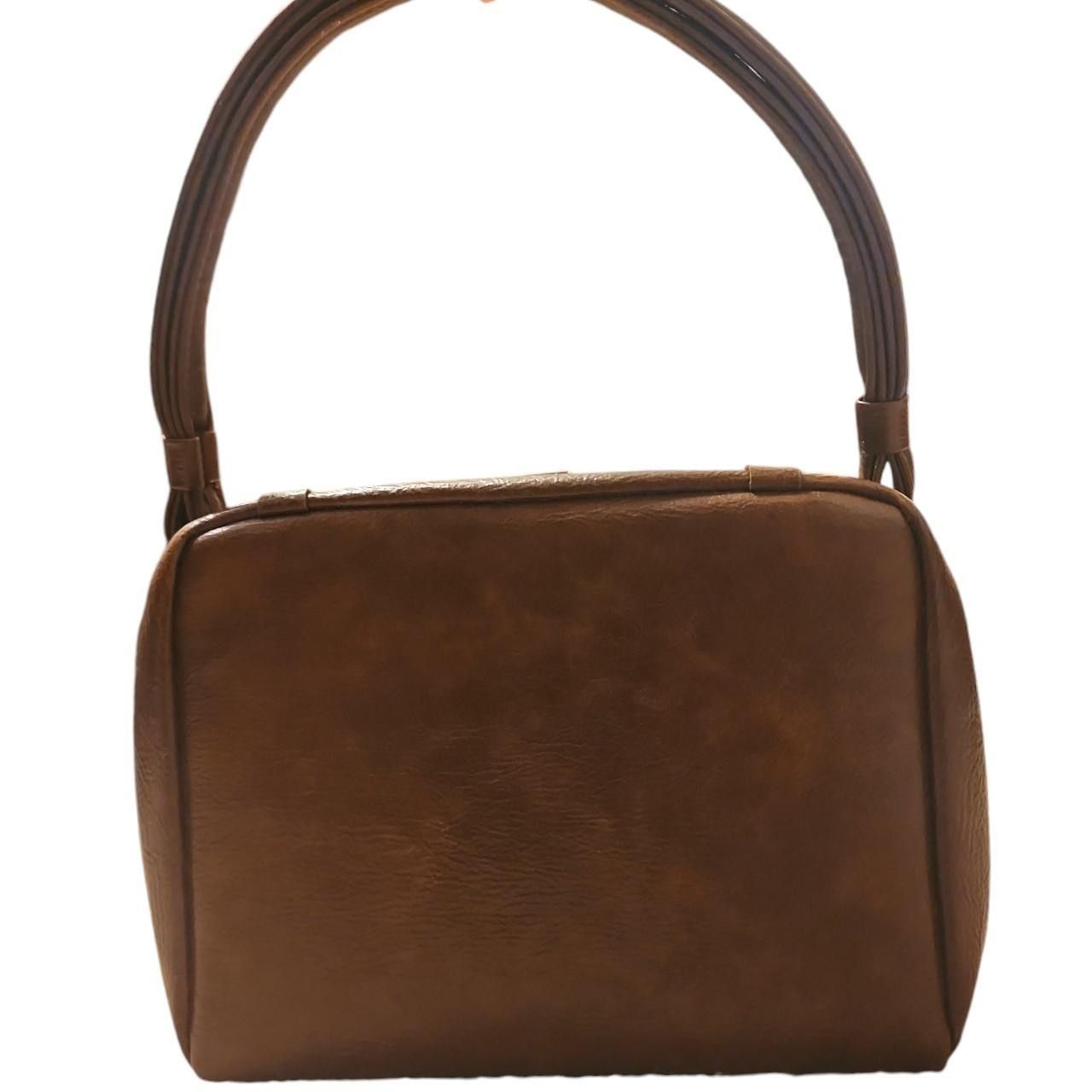 Vintage Vintage Faux Leather Brown Box Handbag Size ONE SIZE - 2 Thumbnail
