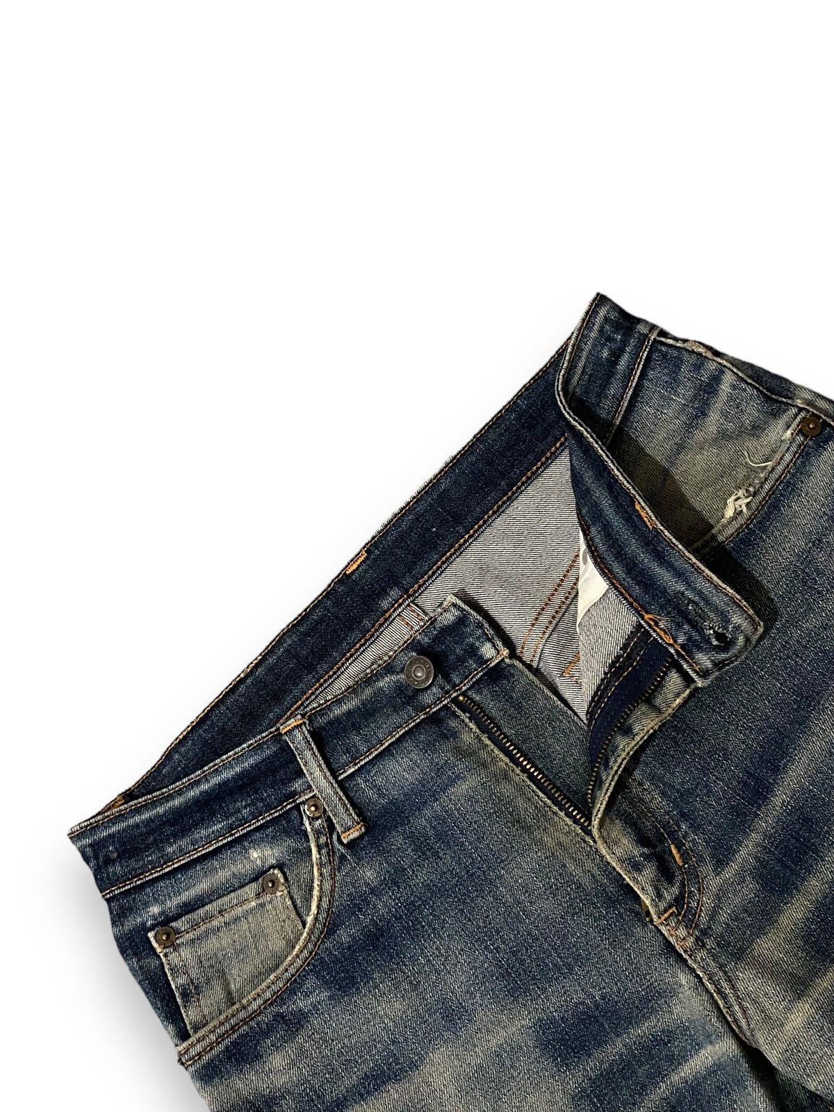 Vintage Edwin 403 W-Flex Dirty Washed Distress Straight Cut