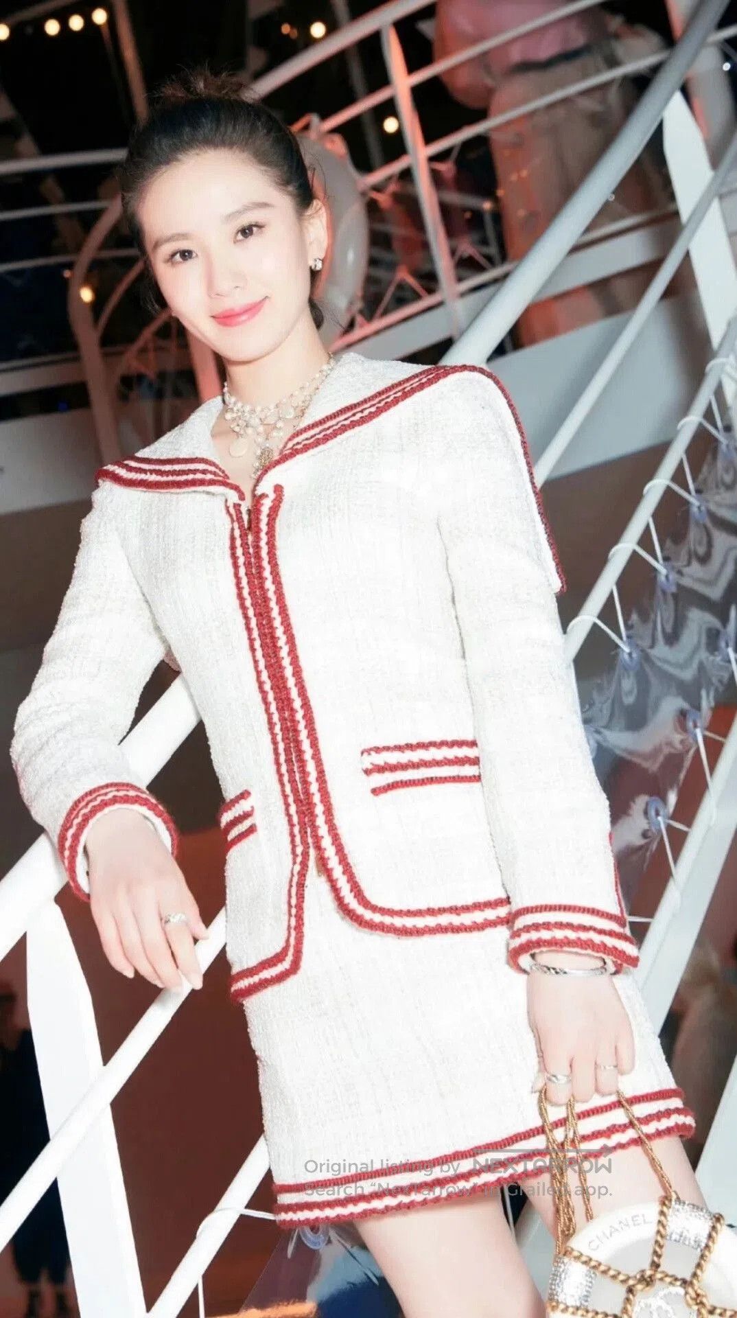 Chanel Chanel Cruise Navy Collar Red Trim Jacket. Size XXS / US 00 / IT 34 - 1 Thumbnail