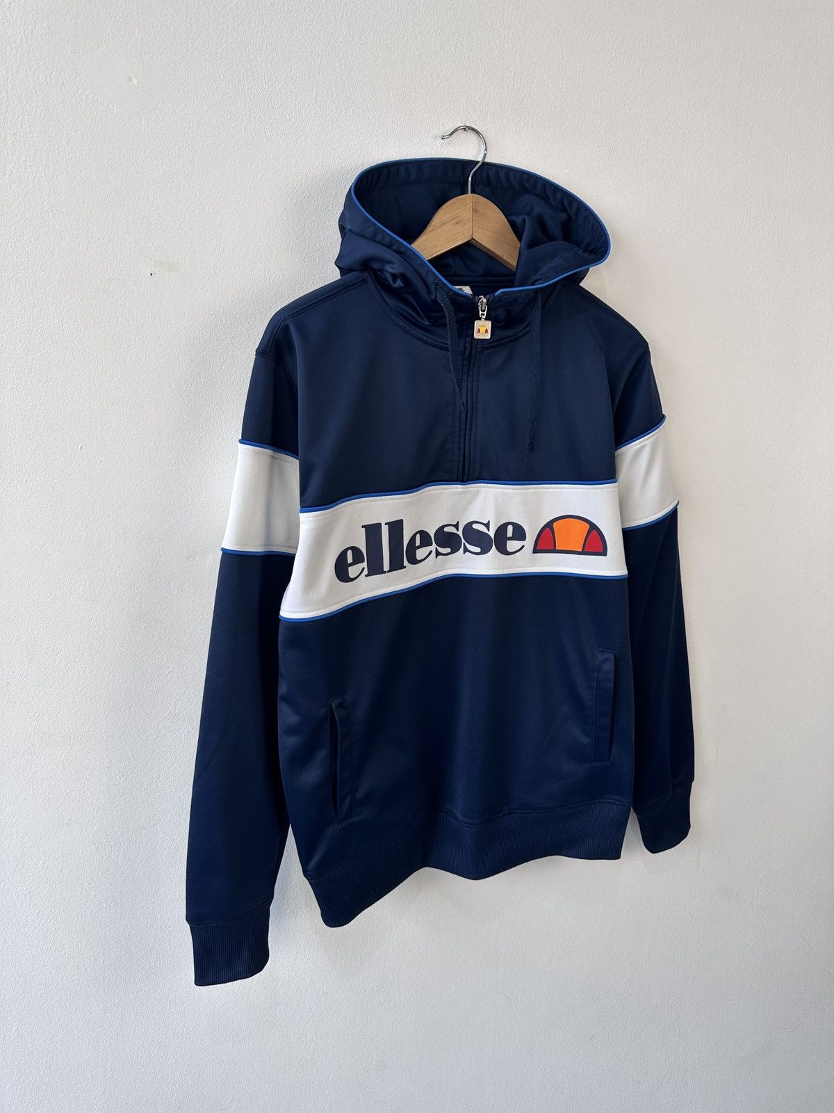 Ellesse Ellesse 1/3 Zip Hoodie Navy White Stripe Big Logo Size L Size US L / EU 52-54 / 3 - 3 Thumbnail
