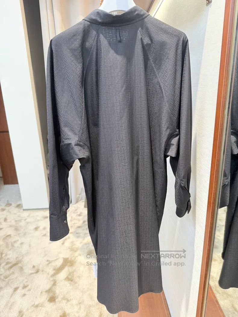 Hermes Hermes Grey Patterned Shirt Dress 100% Cotton Size M / US 6-8 / IT 42-44 - 2 Thumbnail