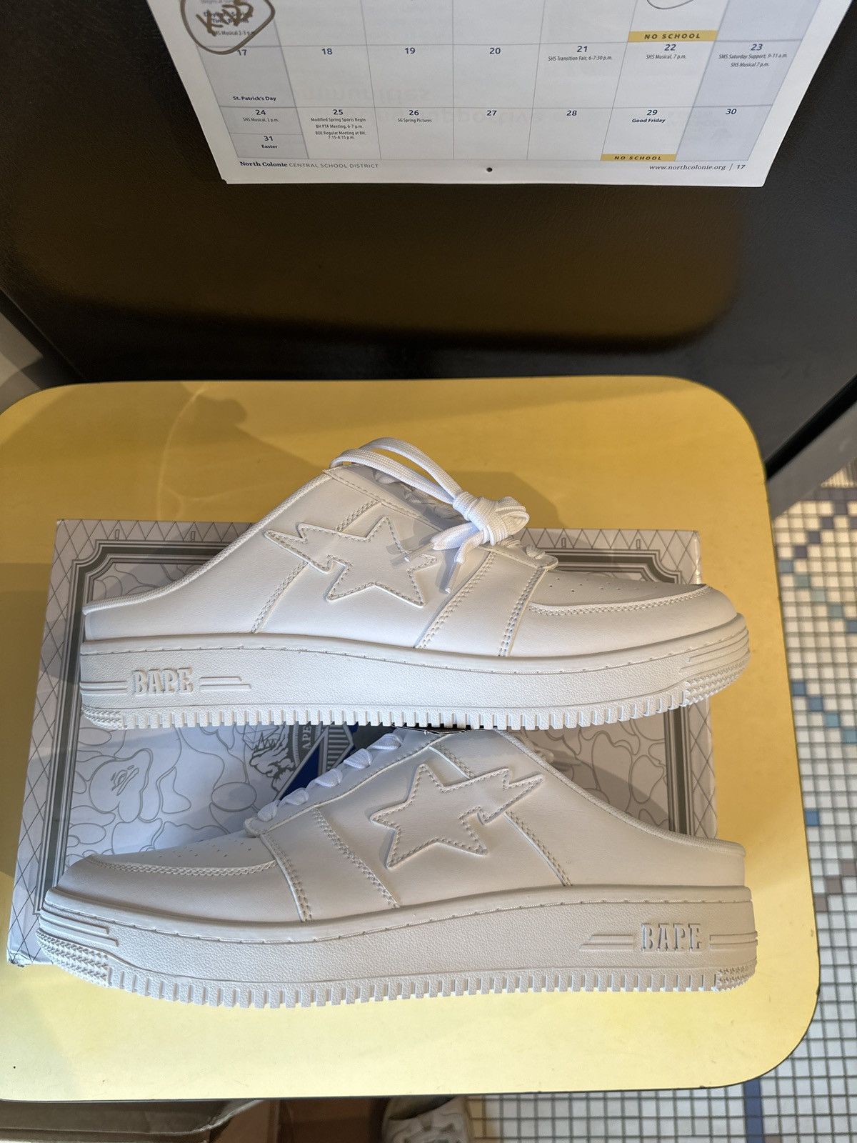 image of Bape Shooting Sta Shoes in White, Men's (Size 13)
