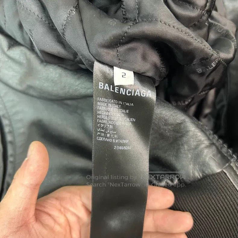 Balenciaga Balenciaga Black Leather Jacket with Embossed Shoulder Pad Size US M / EU 48-50 / 2 - 4 Thumbnail