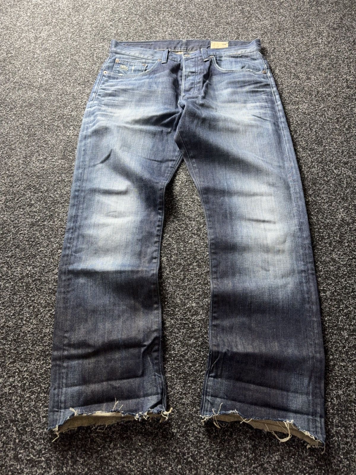 G-Star 00s G-Star 3301 Distressed Raw Hem Y2K SK8 Jeans Fade Denim Size US 32 / EU 48 - 1 Thumbnail
