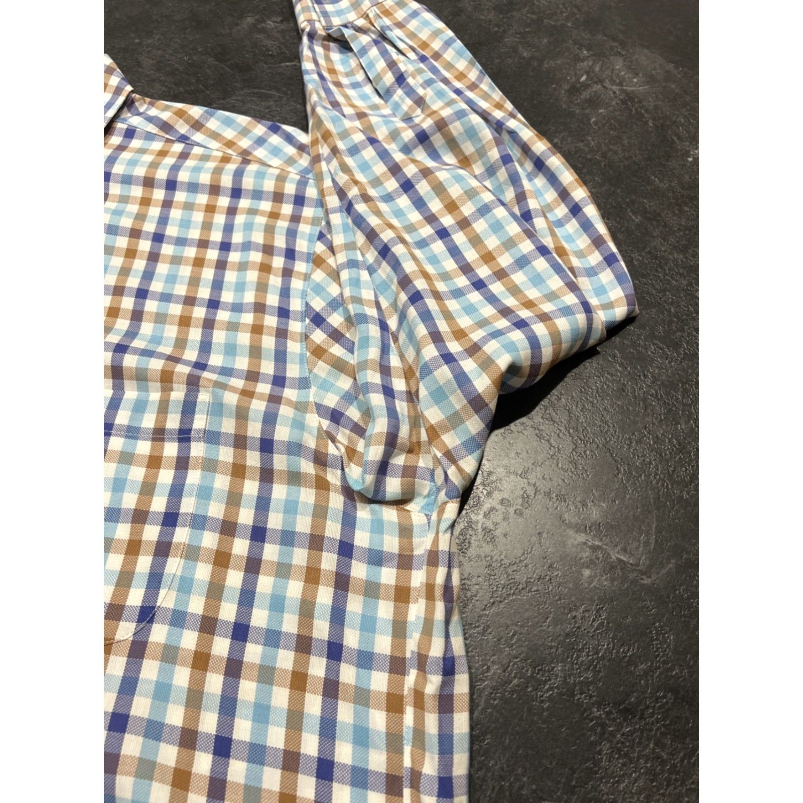Vintage Haupt Mens Dress Shirt XL Long Sleeve Plaid Blue Business Formal Workwear 17.5 Neck Size 46R - 2 Thumbnail