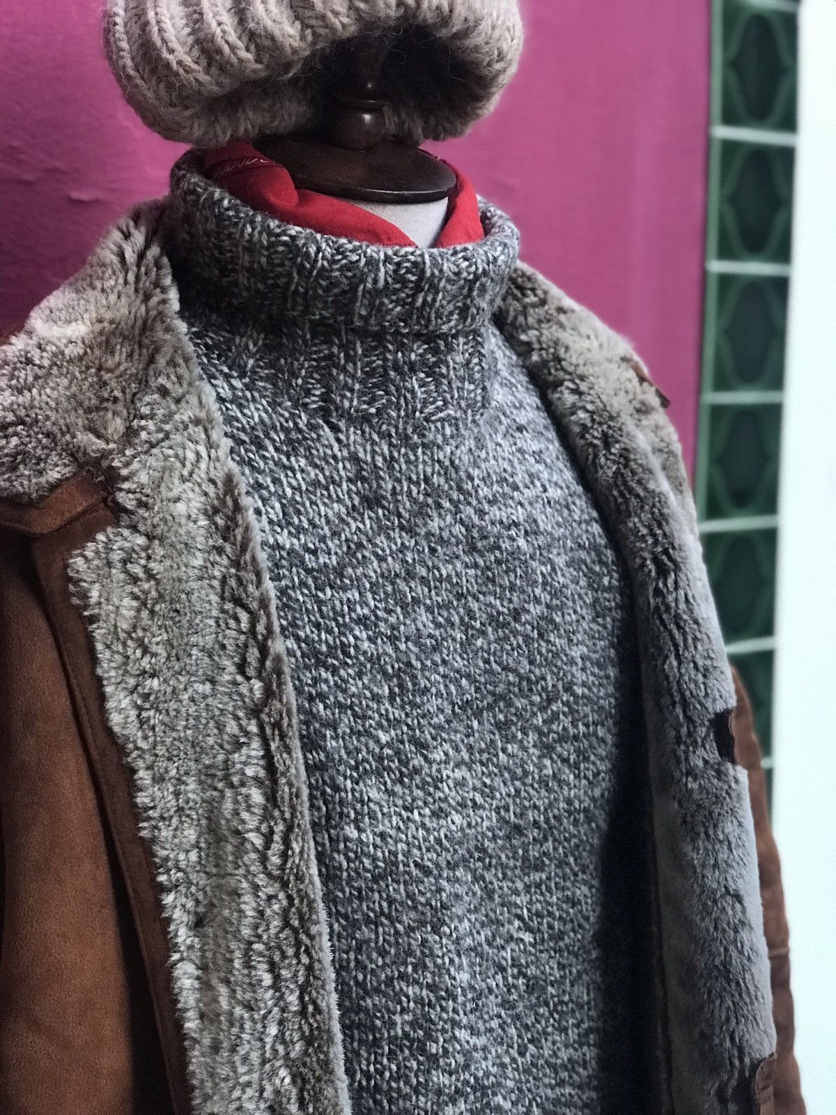 Handmade HANDMADE WOOL HEAVY KNITTED TURTLE NECK Size US M / EU 48-50 / 2 - 2 Thumbnail