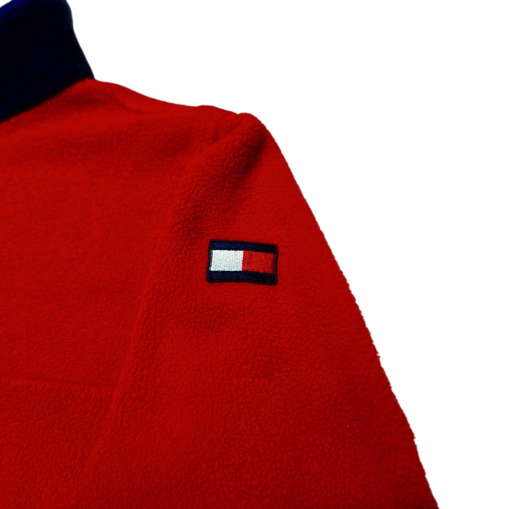 Tommy Hilfiger VINTAGE Tommy Hilfiger Fleece Jacket 1/4 Zip Pullover Red Navy Mens Large 90s Casual Mens Size US L / EU 52-54 / 3 - 2 Thumbnail