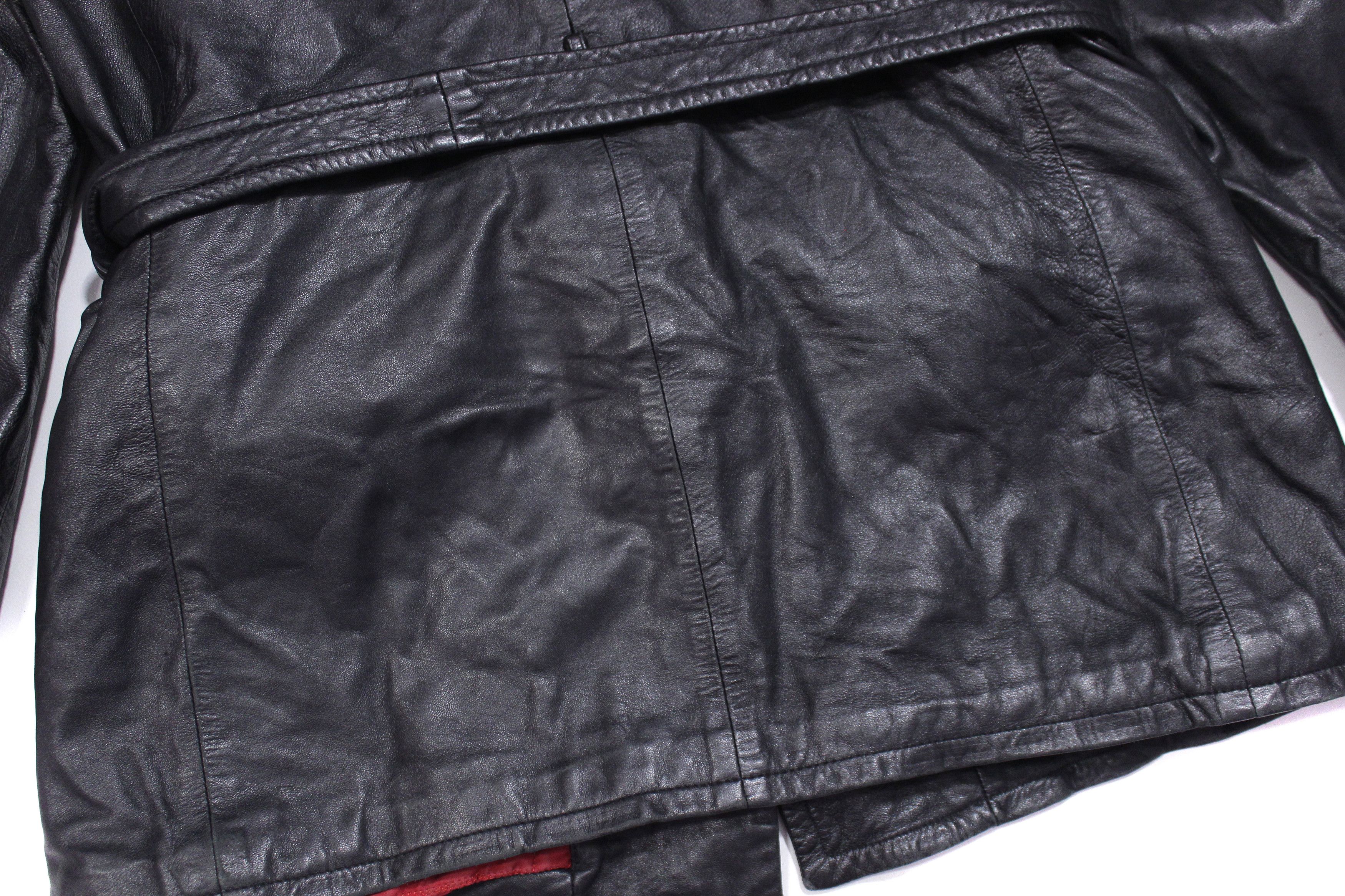 Versace 90S Leather Jacket Belted Coat Vintage Size S / US 4 / IT 40 - 7 Thumbnail