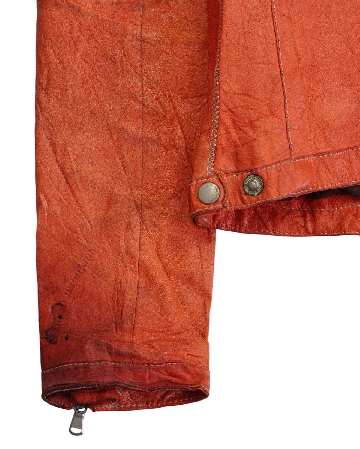 Vintage 2000S LENOTCH ORANGE LAMBSKINS LEATHER BIKER JACKET Size US M / EU 48-50 / 2 - 8 Thumbnail