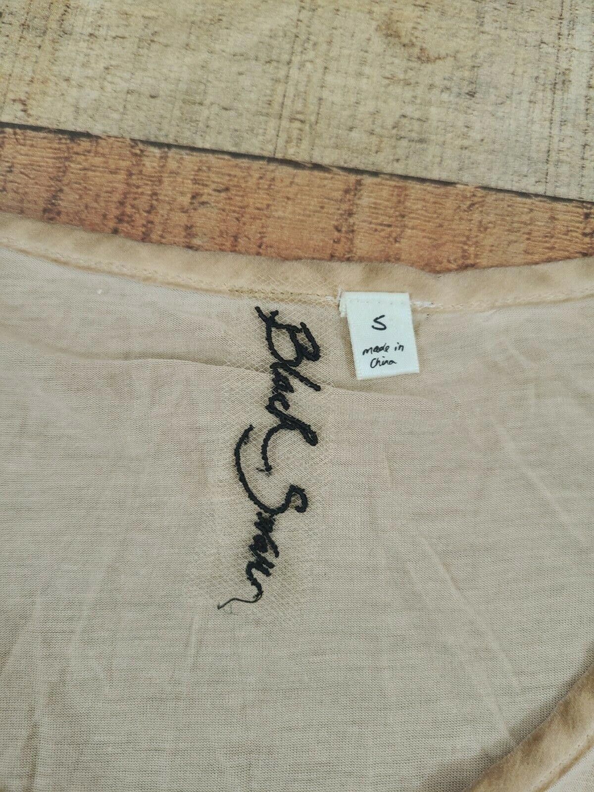 Designer Black Swan Top Small y2k Embroidered Beige Hi Low silk Size S / US 4 / IT 40 - 3 Thumbnail