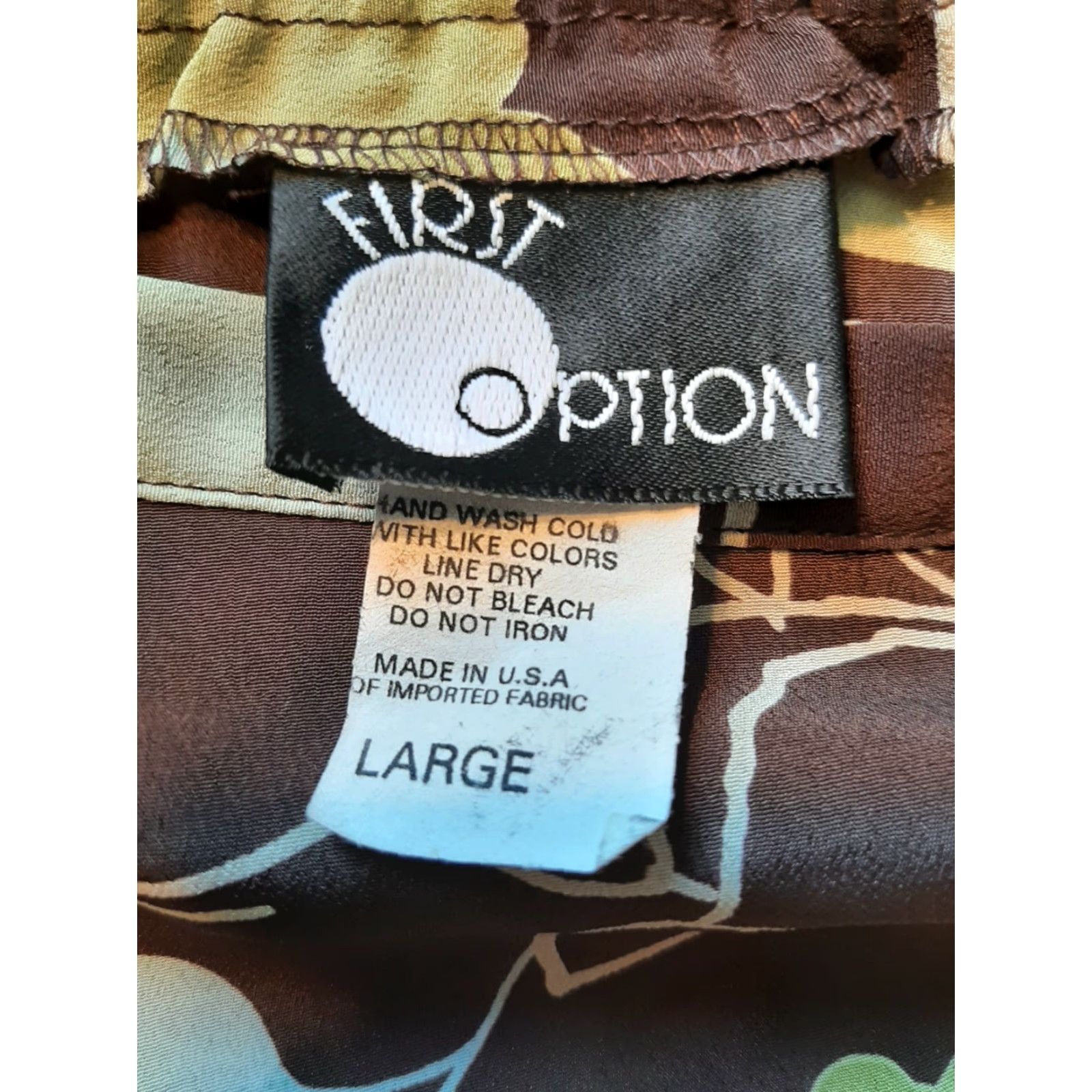 Vintage First Option Brown Maxi Skirt Floral Print Polyester size L Large Made in USA Size 36" / US 14 / IT 50 - 5 Thumbnail
