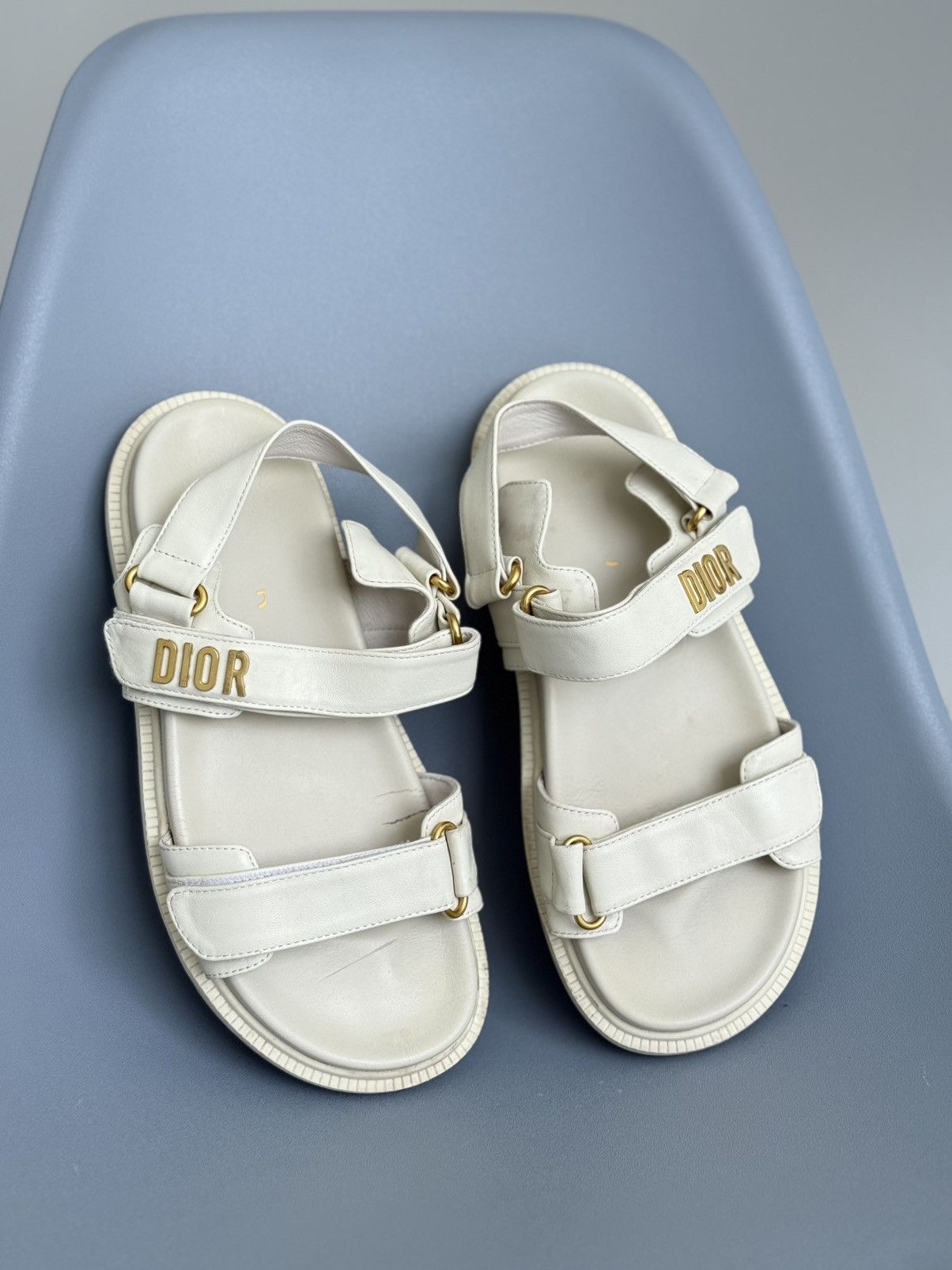 Dior Dior Dioract Sandal Ivory Lambskin Gold Logo Size US 9 / IT 39 - 6 Thumbnail