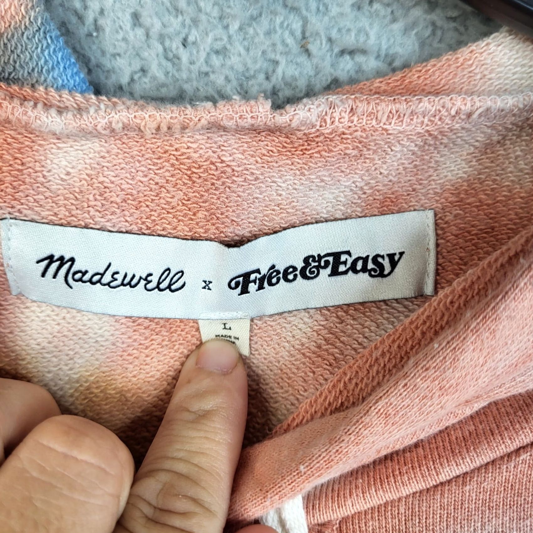 Madewell Madewell x Free People Women's orange blue tie-dye sweatshirt Sz L Crew Neck Pullover Long Sleeve All Seasons Regular Size L / US 10 / IT 46 - 4 Thumbnail