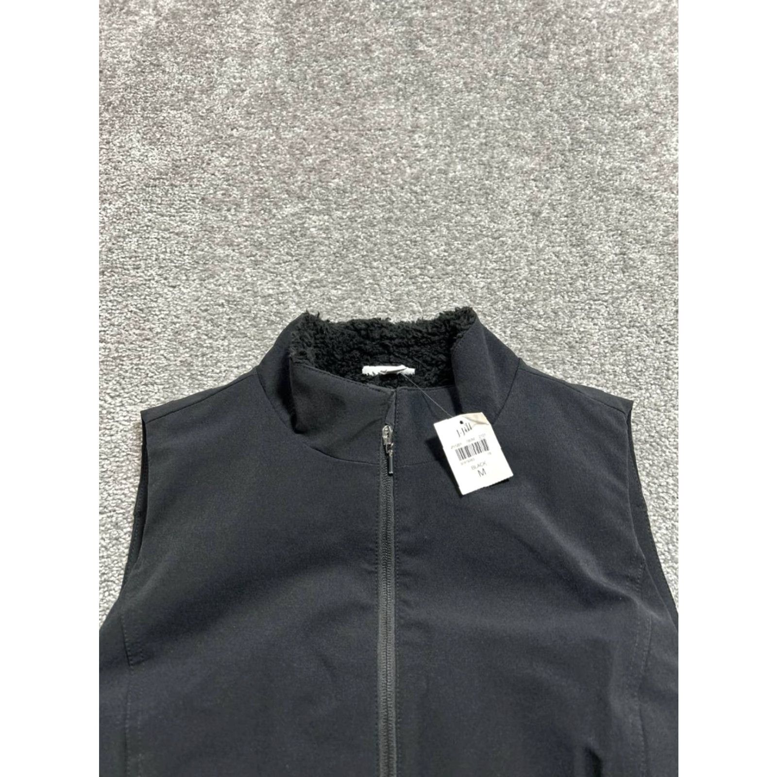 J. Jill J Jill Fit Vest Womens Medium Black Faux Fur Sherpa Lined Nylon Stretch Full Zip Vest Jacket Womens M Black Lined Lightweight Nylon Full Zip Size M / US 6-8 / IT 42-44 - 3 Thumbnail