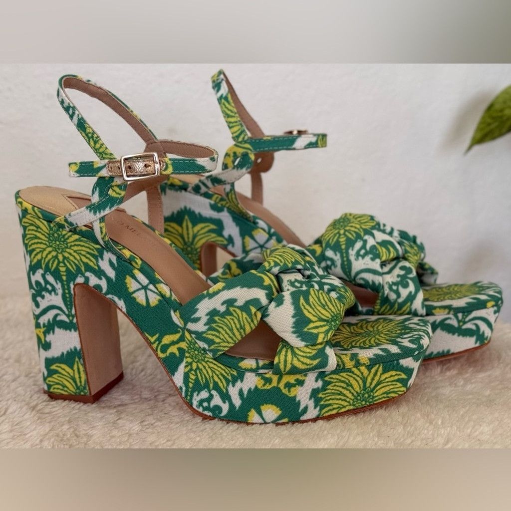 Antonio Maurizi Antonio Melani Mya Royal Palm Print Braided Platform Dress Size US 8 / IT 38 - 6 Thumbnail