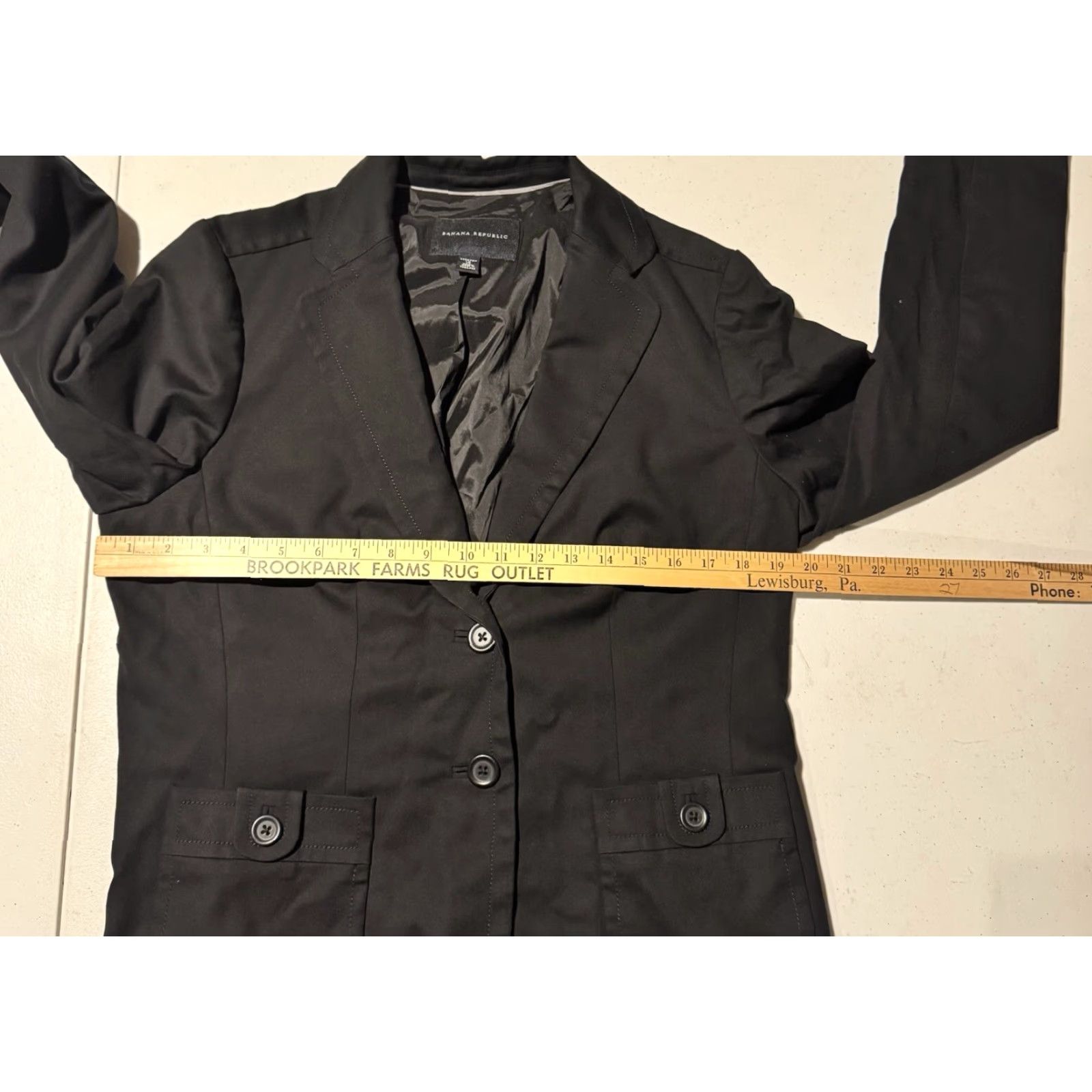 Banana Republic Banana Republic Blazer Womens 14 Regular Black Solid Notch Lapel 2-Button Stretch Office Business Preppy 2008s Womens Size XL / US 12-14 / IT 48-50 - 5 Thumbnail
