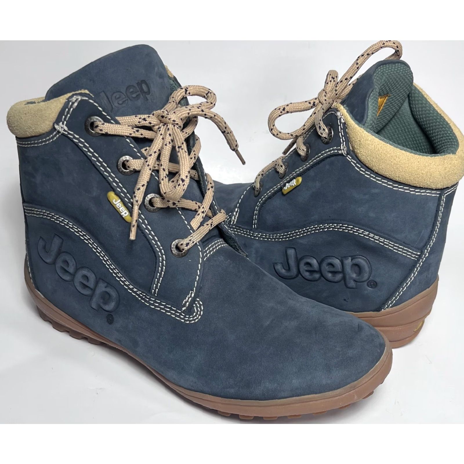Jeep Nice! Jeep Boots Womens Leather Ankle High Lace Up 10 Blue Faux Fur Lined M Size Shoes Size US 10 / IT 40 - 2 Thumbnail