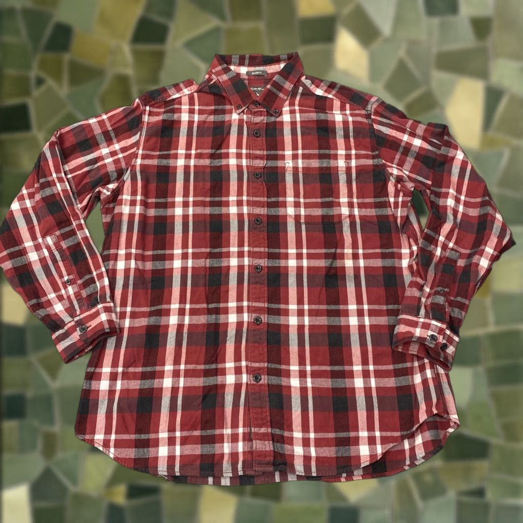 Eddie Bauer VINTAGE Eddie Bauer Shirt Mens Large Red Black Plaid Flannel Relaxed Fit Button-Down Casual 90s Mens Size US L / EU 52-54 / 3 - 1 Thumbnail