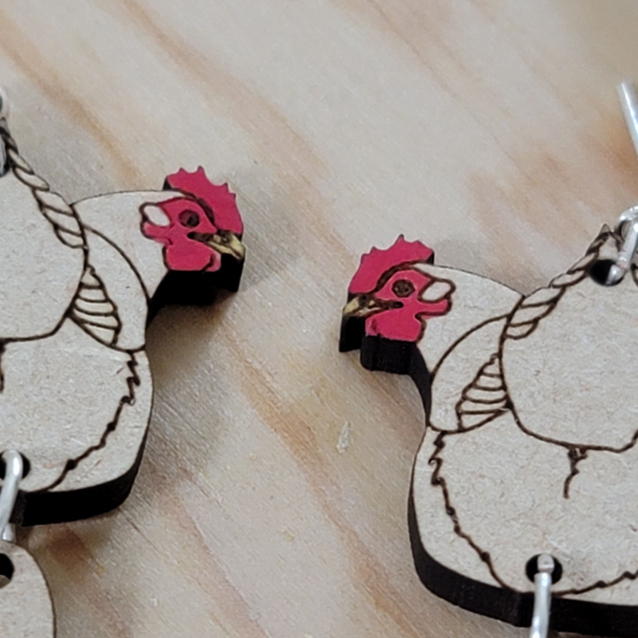 Handmade Chicken Hen Egg Dangle Earrings Size ONE SIZE - 4 Thumbnail