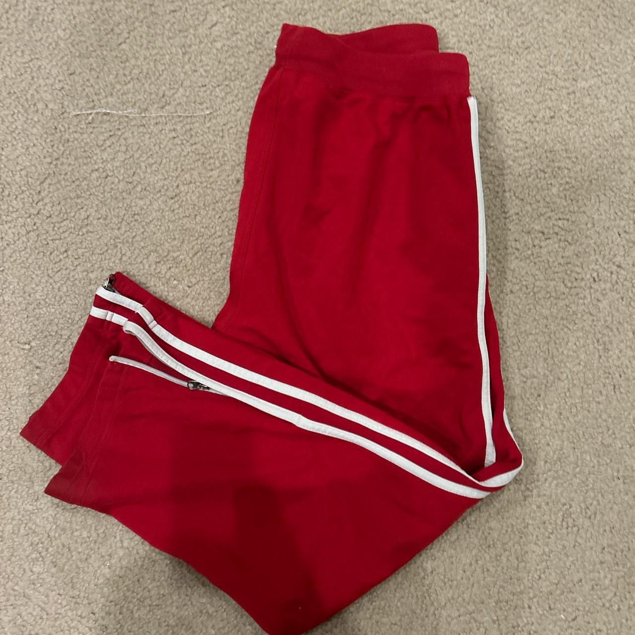 Vintage Baggy Red & White Trackpants - 10in Leg Opening Size US 34 / EU 50 - 2 Thumbnail