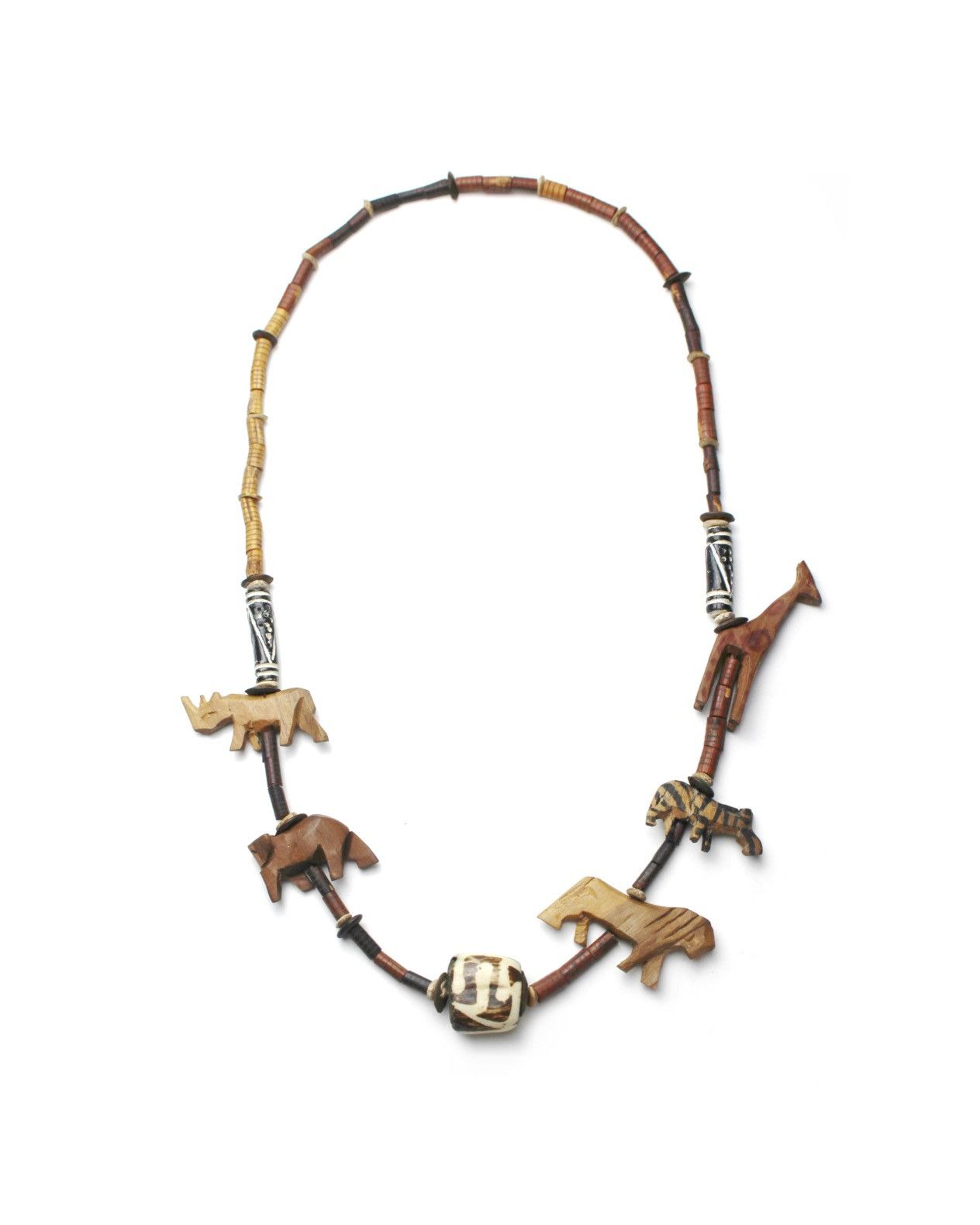 2000S JAPANESE HANDCARVED ETHNIC WOODEN ANIMAL NECKLACE - Main Image