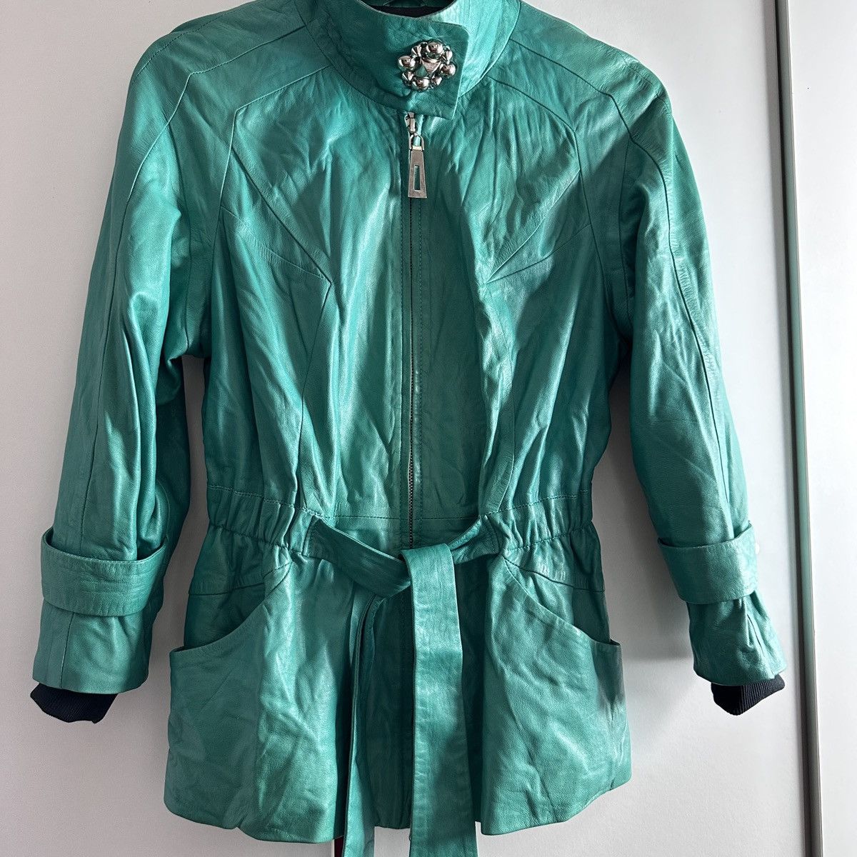 Other Vintage Giorgio Roti Green Leather Printed Silk Lining Size M / US 6-8 / IT 42-44 - 3 Thumbnail
