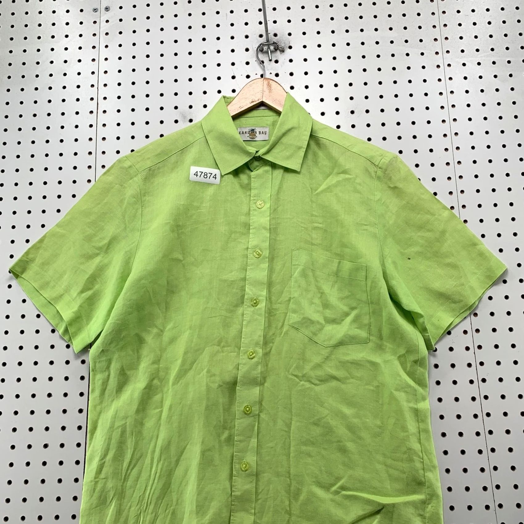 Vintage Kahuna Kahuna Bay Linen Button Shirt Mens M Lime Green Beach Washable Linen Shirt Size US M / EU 48-50 / 2 - 5 Thumbnail