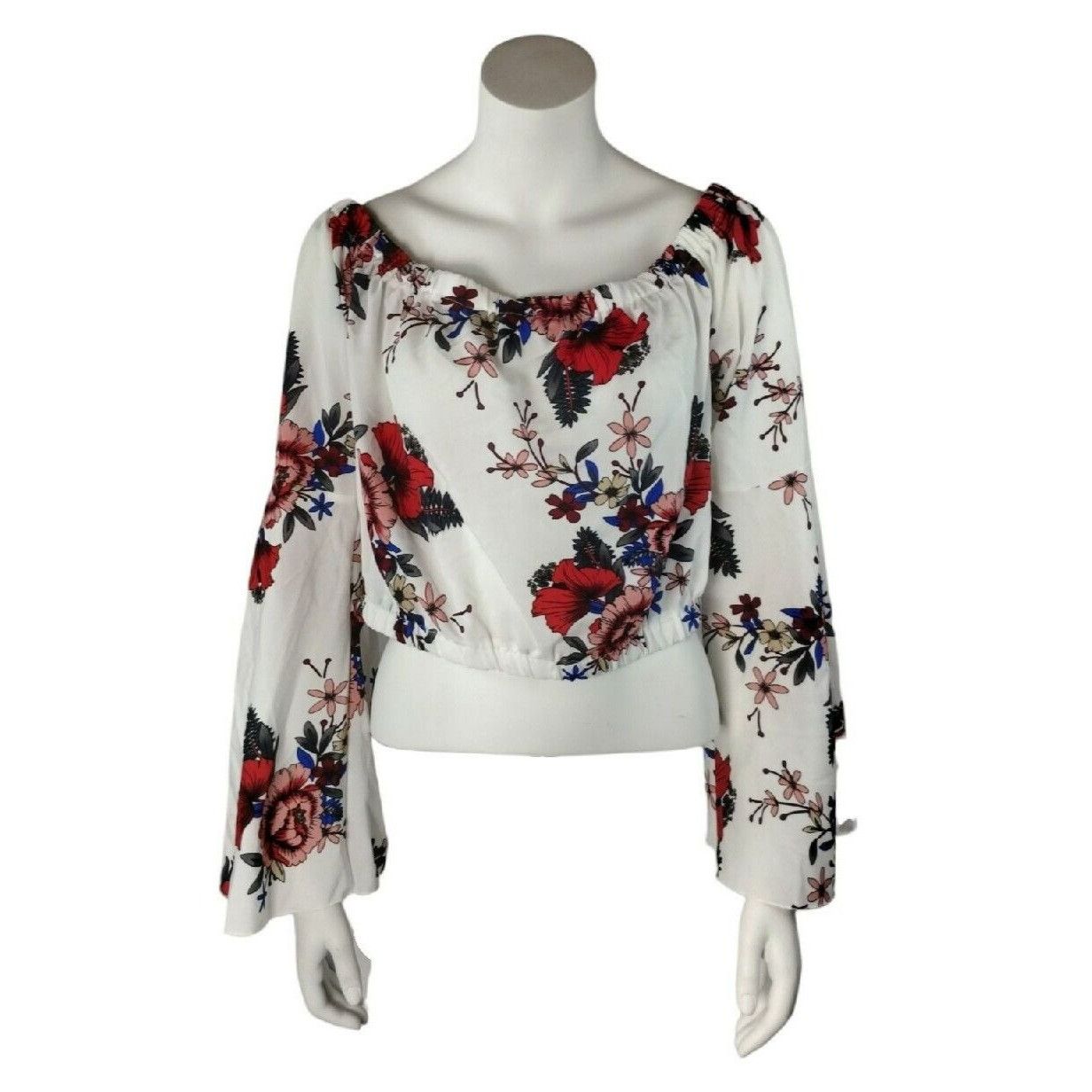 Other Florens Womens 1X Floral Print Off the Shoulder Bell Sleeve Size XL / US 12-14 / IT 48-50 - 3 Thumbnail
