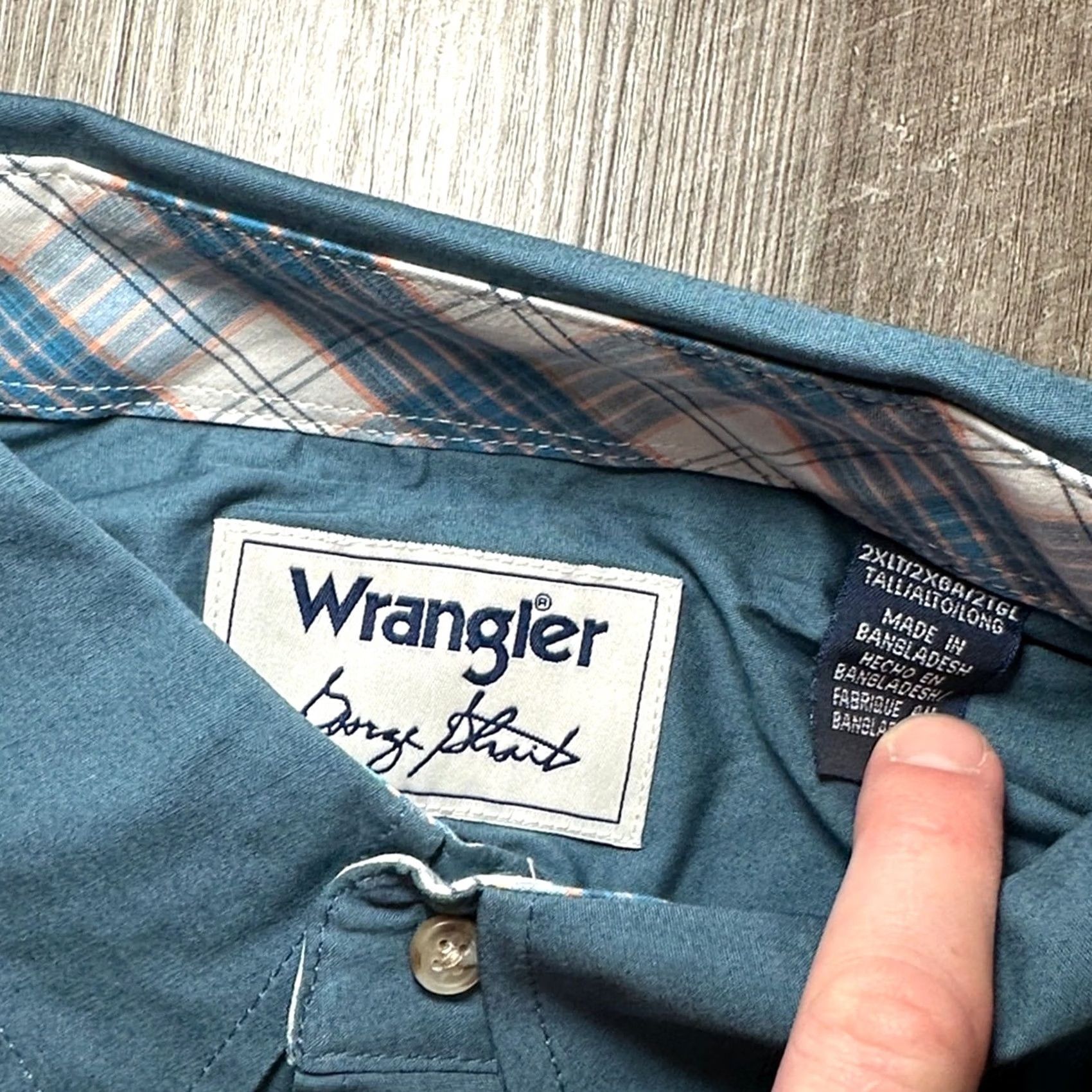 Wrangler Wrangler George Strait Collection Stretch Long Sleeve Button Down Shirt 2XLT Men Blue Size US XXL / EU 58 / 5 - 6 Thumbnail