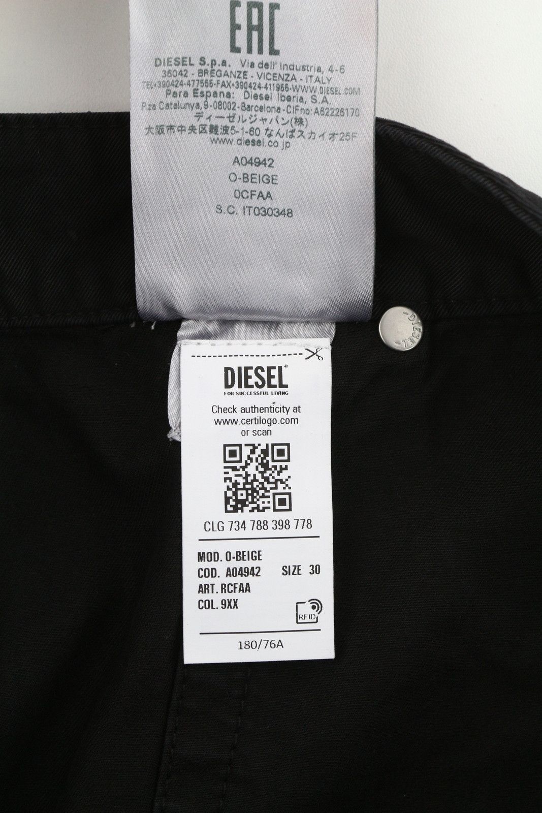 Diesel O-BEIGE W30 Black Twill Button A-Line Mini Skirt 41319 Size 30" / US 8 / IT 44 - 12 Thumbnail