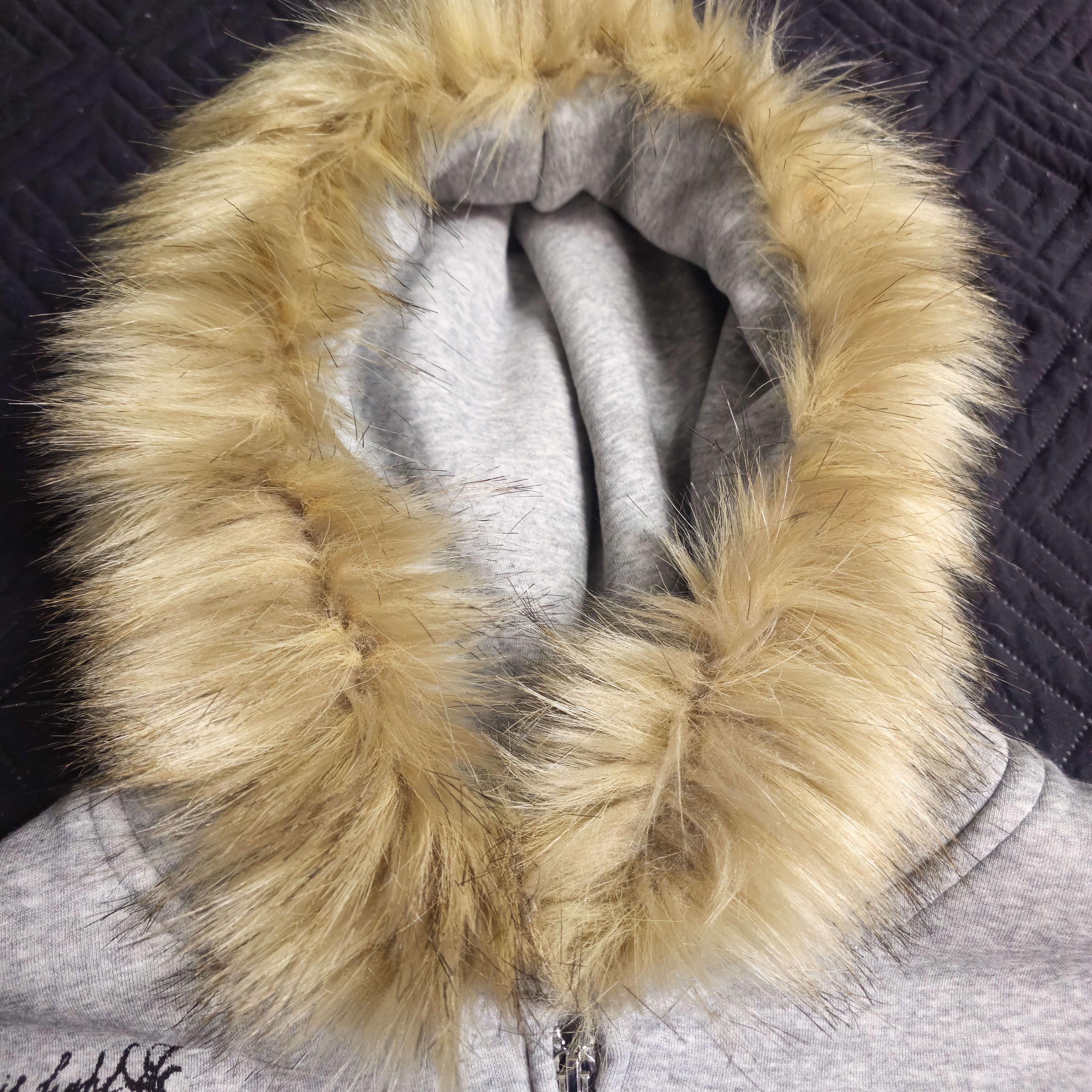 Other Graphic Fur-Trim Zip Hoodie Grey Gothic Streetwear Size US L / EU 52-54 / 3 - 3 Thumbnail