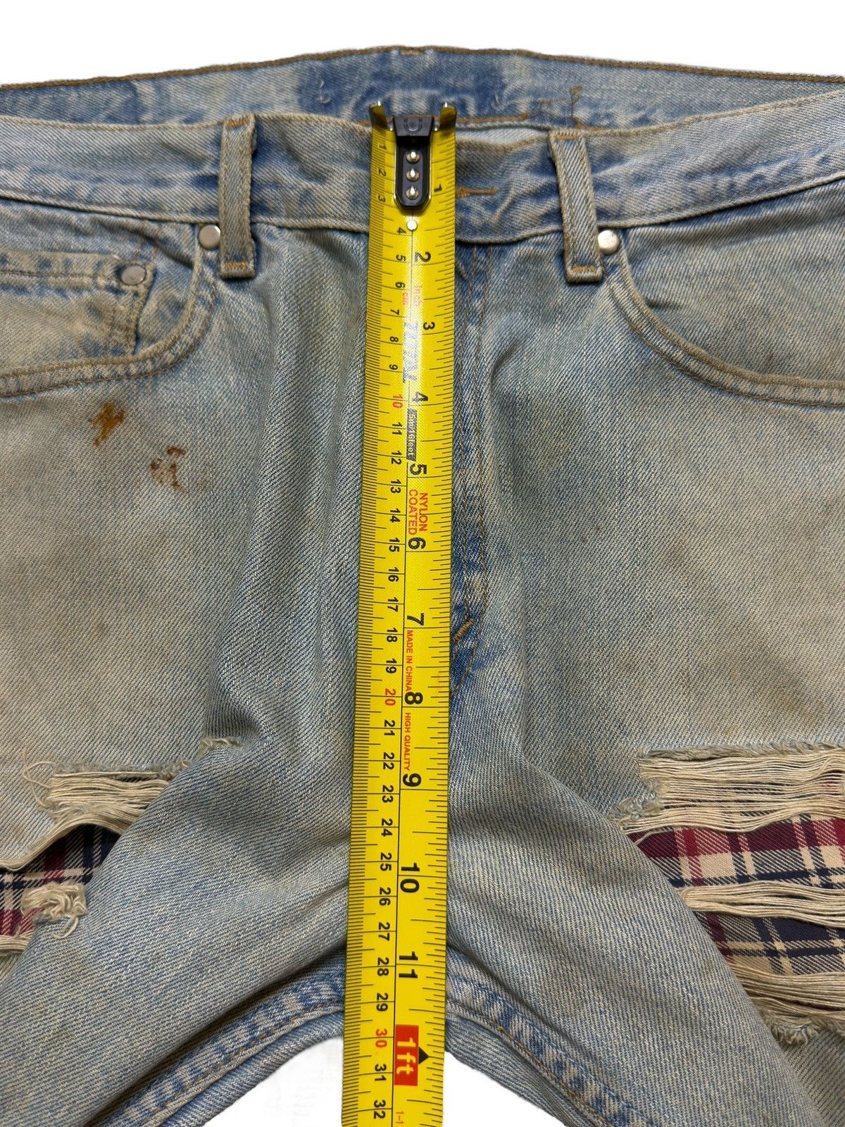 If Six Was Nine Vintage 90s Japanese Mud Wash Ripped Destroyed Straight Leg Size US 31 - 12 Thumbnail