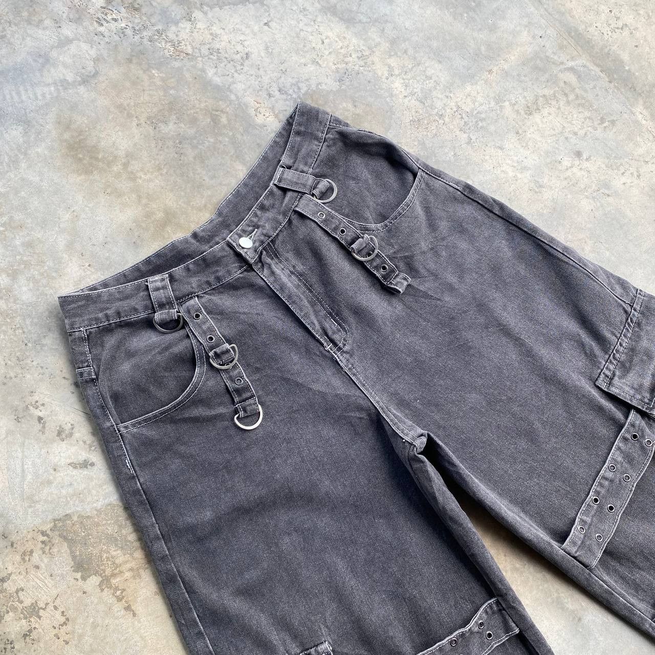 JNCO × Tripp NYC × Vintage ROMWE SUPER BAGGY RAVER PANT DENIM CARGO FADED BLACK Size US 32 / EU 48 - 6 Thumbnail